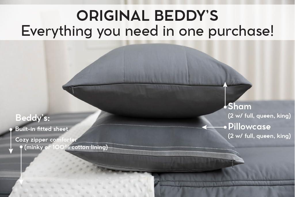 Beddy\'s Beddy\'s All in One Bed in a Bag Zipper Bedding Set, Bottom Sheet, Cuddle Blanket, Comforter, Pillowcase(s) & Sham(s) are all in one, Minky Interior Sheets with Comforter, Zip Bedding for Kids & Adults