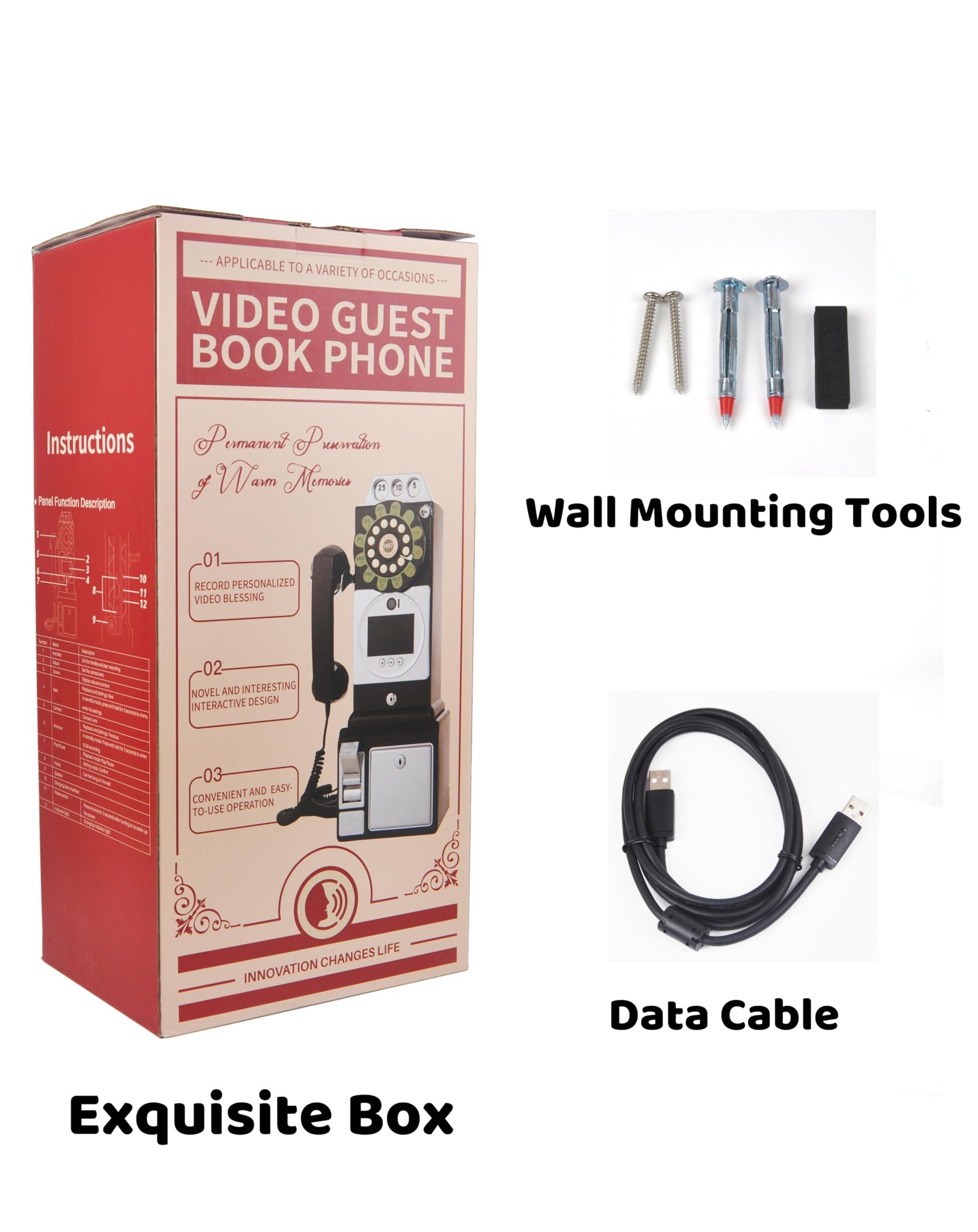 RetroVox Video & Audio Guest Book Wedding Phone Guestbook Creative Easy to Use & Fun Engagements Anniversaries Baby Showers Graduation (Black)