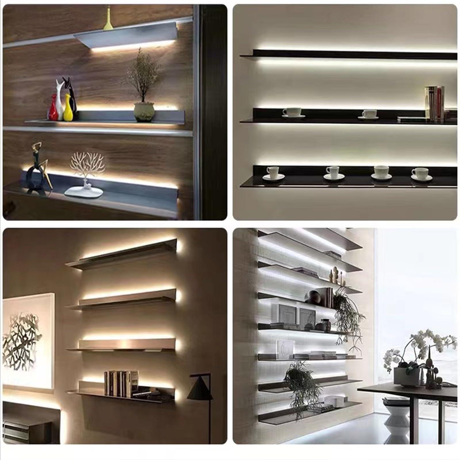 EMYJAY Wall Mounted Light-Emitting Shelves, Storage Shelf Floating Display Shelf LED Light Up Can Hold A Lot of Things Objects are Not Easy to Fall (Color : Black, Size : 60x23x7.5cm)