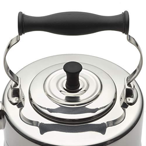 BonJour BonJour Tea Stainless Steel and Copper-Base Gooseneck Teapot/Teakettle/Stovetop Kettle, 2 Quart, Silver