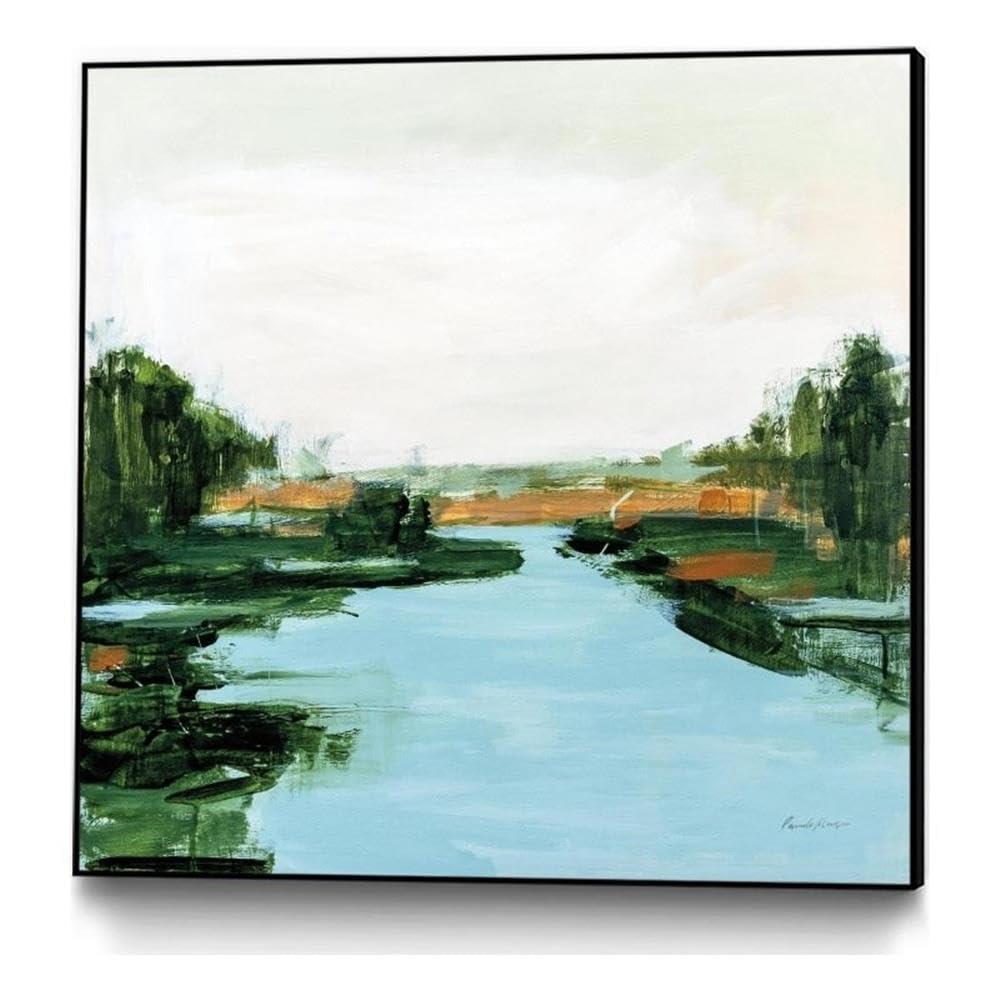 Giant Art Giant Art Canvas 20x20 River Flowing Through Framed in White
