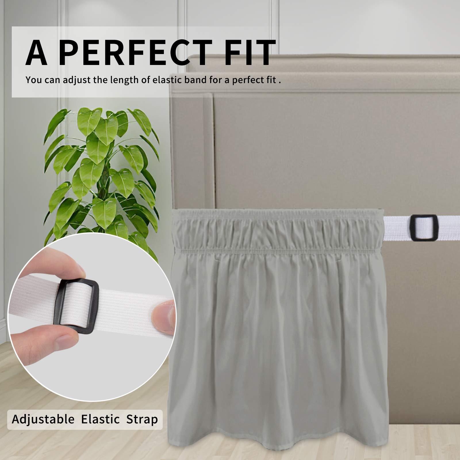 Star Linen Wrap Around Bed Skirts for Queen Beds 16 Inches Drop, Light Grey Elastic Dust Ruffles Easy Fit Wrinkle & Fade Resistant Silky Luxurious Fabric Solid Machine Washable