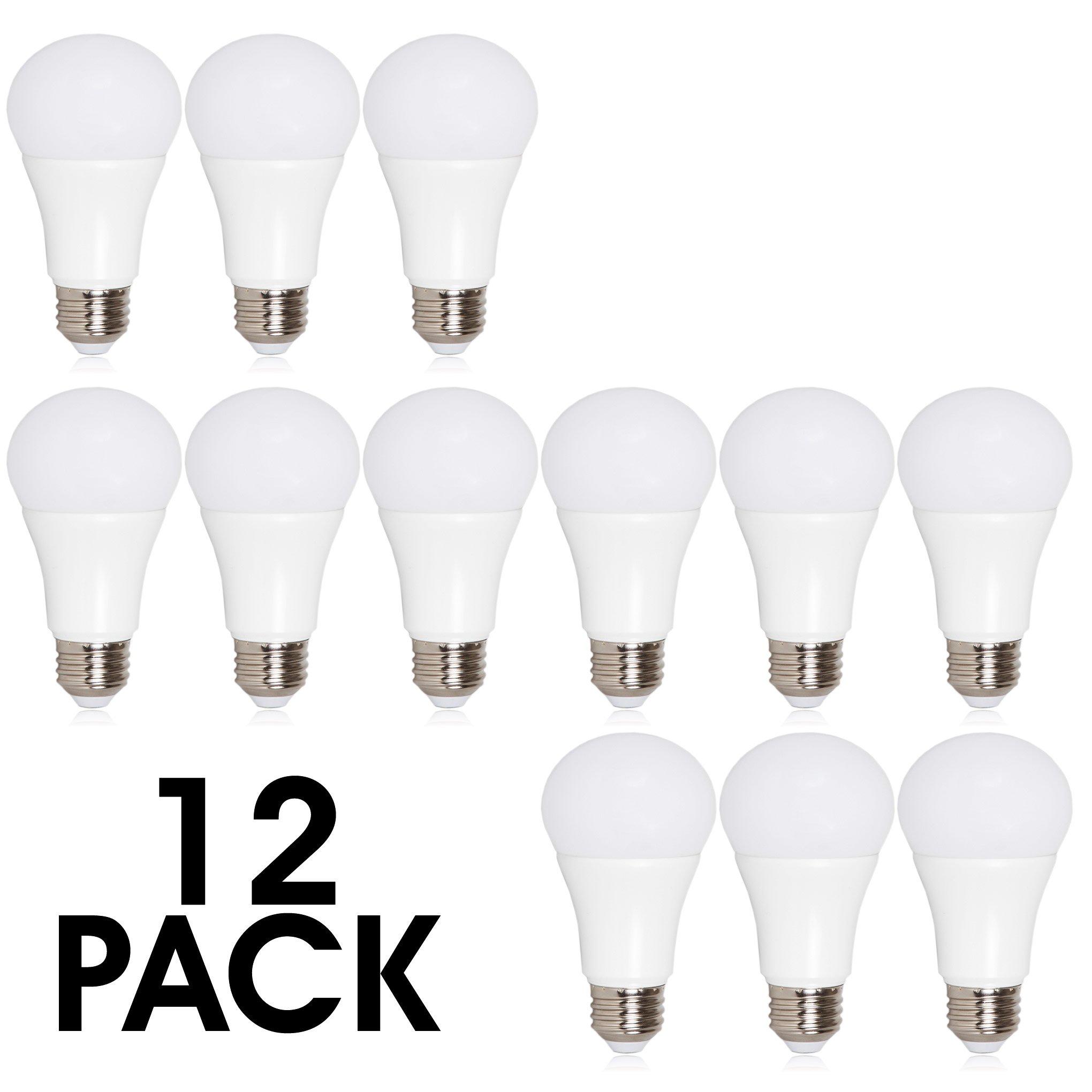 Maxxima Maxxima LED A19 800 Lumens 60 Watt Equivalent Light Bulb Set - 2700K Soft White Light, Energy Efficient 10 Watts, E26 Base, Non-Dimmable, for Bathrooms, Lamps, and Living Rooms - 12 Pack