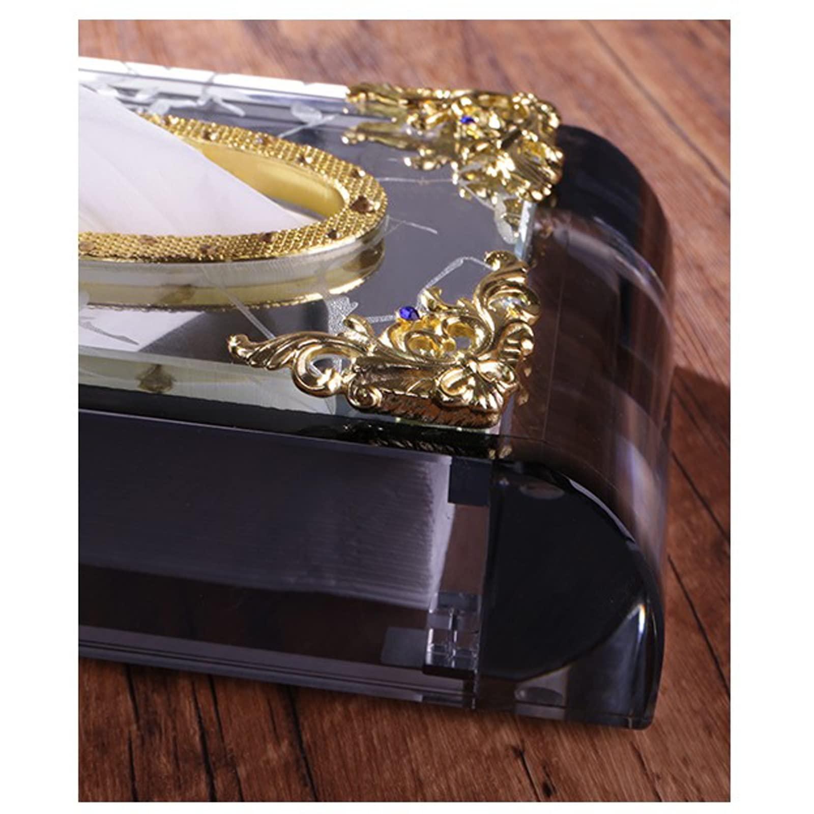 BONAD Tissue Holder Box Crystal Glass Tissue Box Cover Rectangular Elegant Tissue Holder Decorative Napkin Container for Dresser Bedroom Bathroom Dining Room and Living Room Tissue Holder Case (Color : 1)