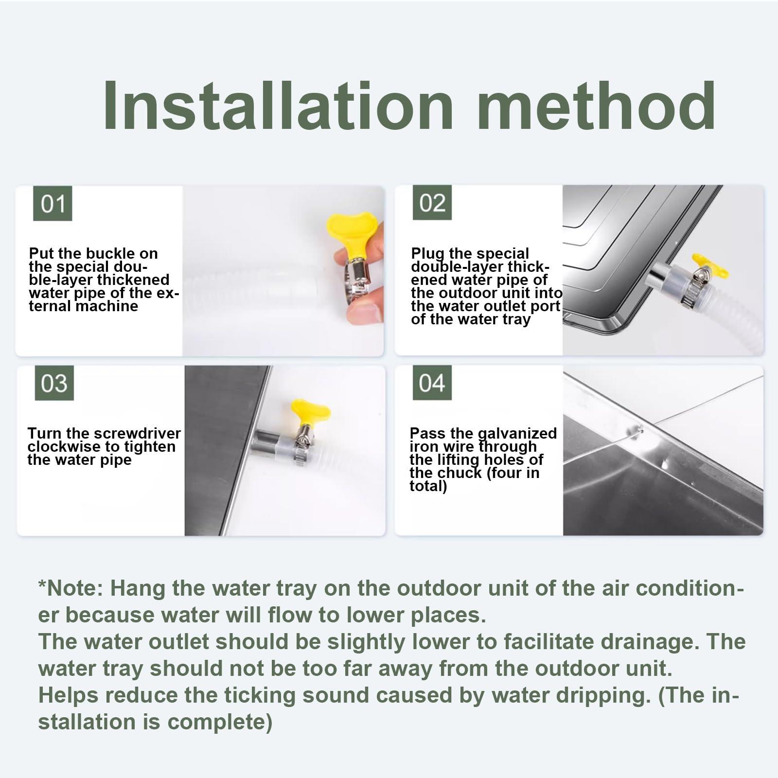 GMBAYUE GMBAYUE Ac Unit Drain Pan, Air Conditioner Drip Tray with Drain Hole, Stainless Steel Condensate Drain Pan for Universal Split Air Conditioner Heat Pump Systems (Color : 2P)