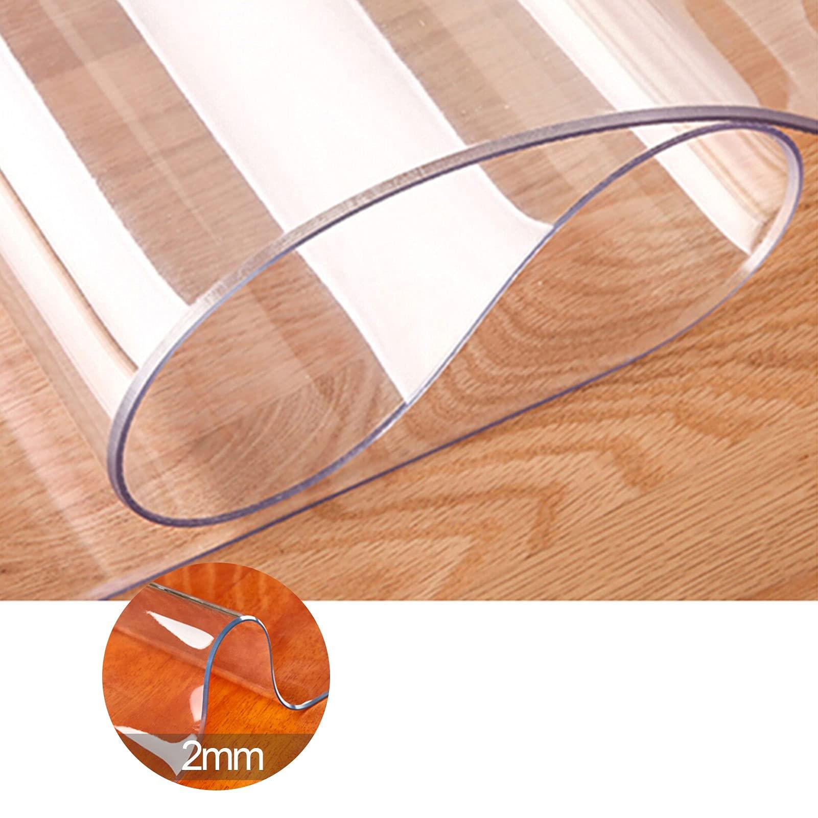 DTDMY Clear Dining Table Protector Pad Cover Plastic Kitchen Tablecloth Heat Resistant PVC Table Top Protector Round Plastic Clear Table Cloths Dining Room Table Covers Mat 2mm Thick