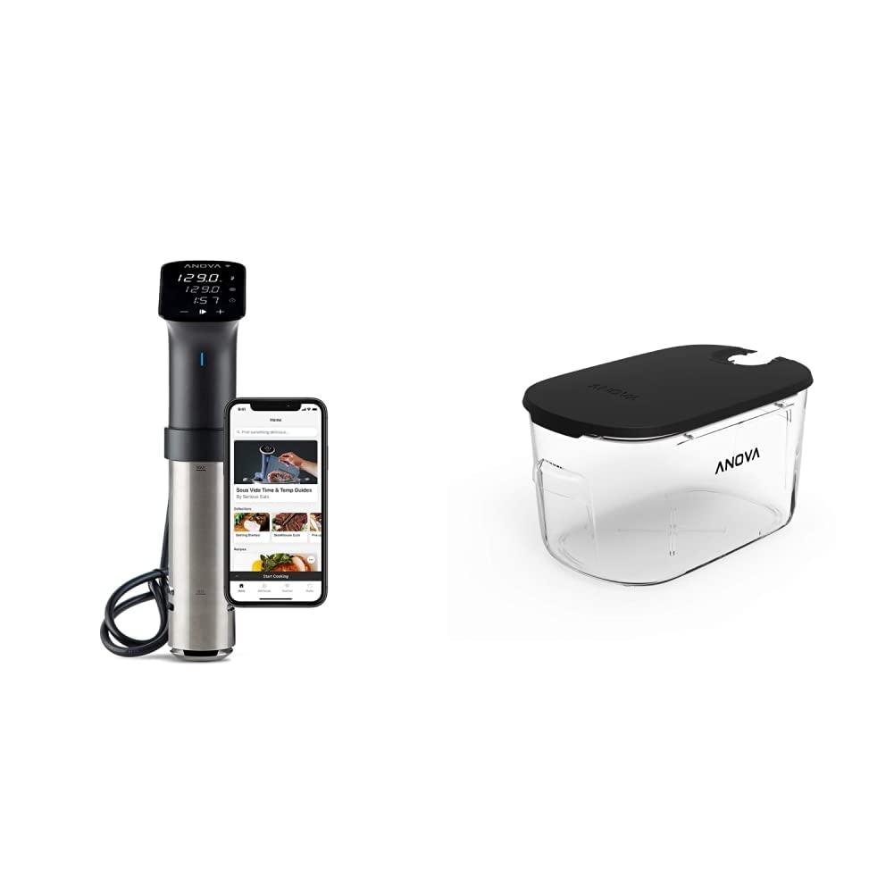 Anova Culinary Anova Culinary Sous Vide Precision Cooker Pro, 1200 Watts, Black and Silver & Cooker Container 12L