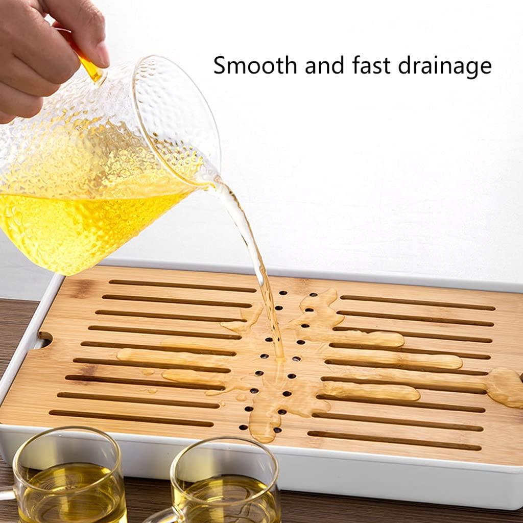 HOTRA Bamboo Tea Tray-Chinese Gongfu Tea Mini Tea House Home Office Dining Table Tray Box Water Storage And Drainage (Size : Square)