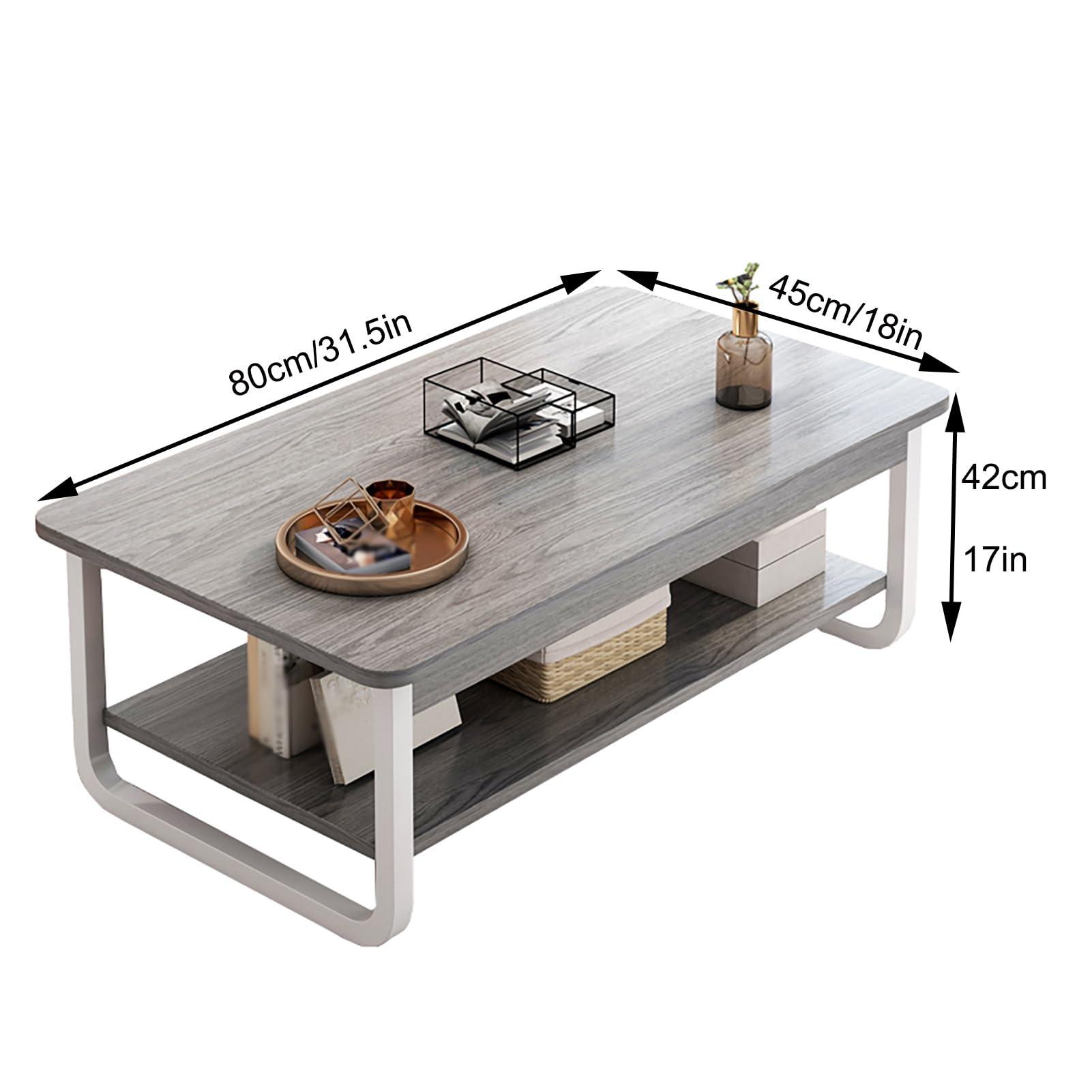 SKINII Coffee Table Square Coffee Tables Simple Modern Center Table for Living Room Home Office, for Storage and Display 2 Tier Sofa Table, Sturdy and Easy Assembly