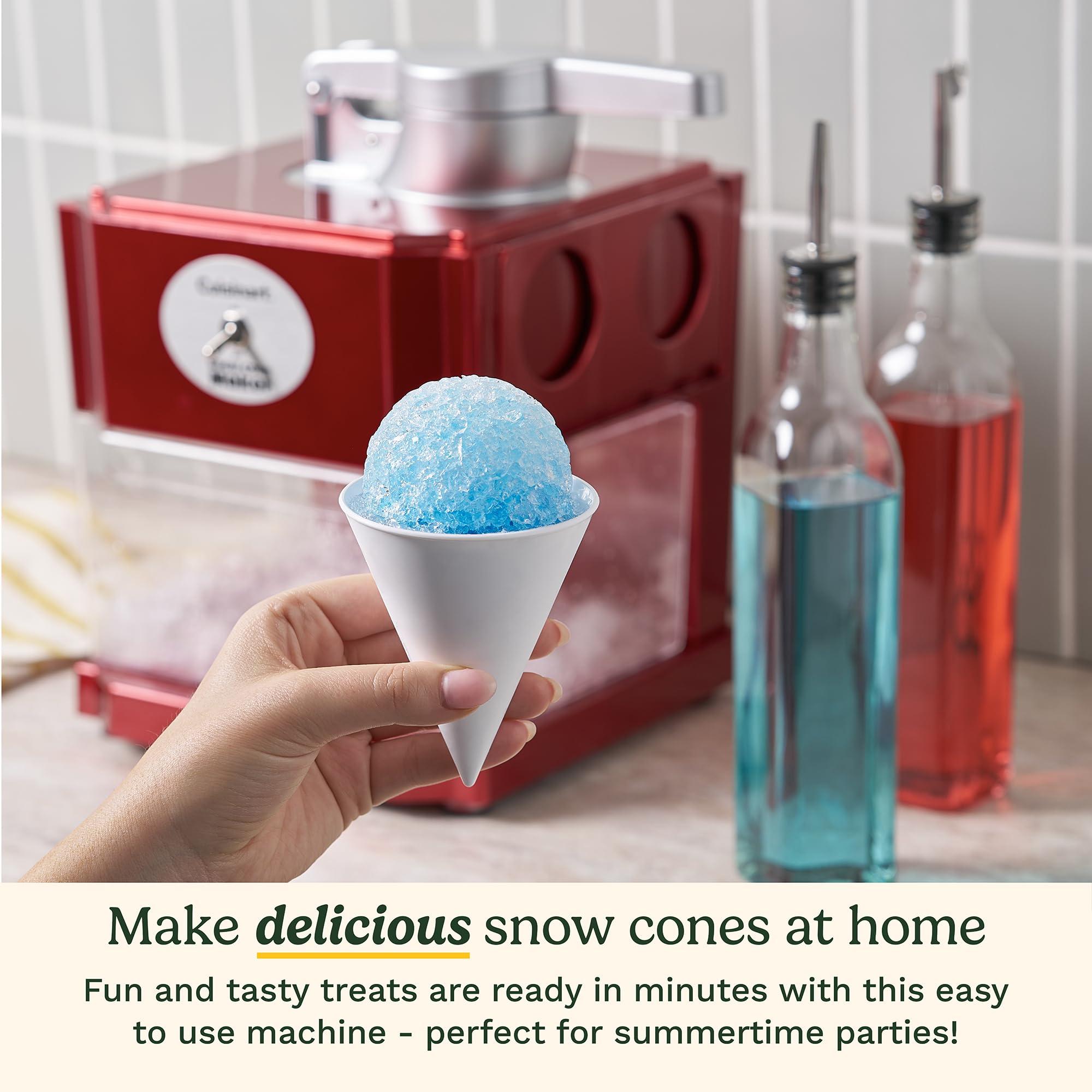 Cuisinart Cuisinart Snow Cone Machine - Makes 5 Icy Cones for Slushies & Frozen Drinks - Includes Reusable & Paper Cones, Red, SCM-10P1