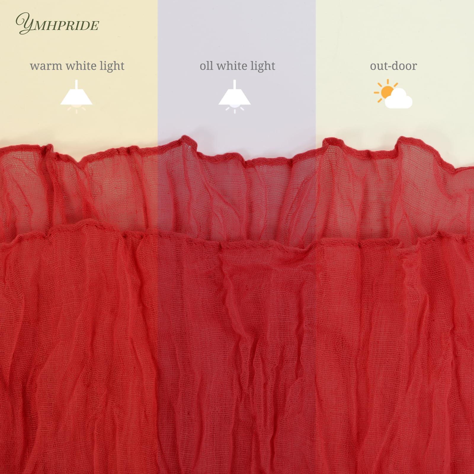 YMHPRIDE 12 Pack Cheesecloth Table Runner 35 x 120 inch Long Boho Cheese Cloth Gauze Table Runners Semi Sheer Table Runner for Wedding Decor, Bridal Shower, Birthday Party (Red)