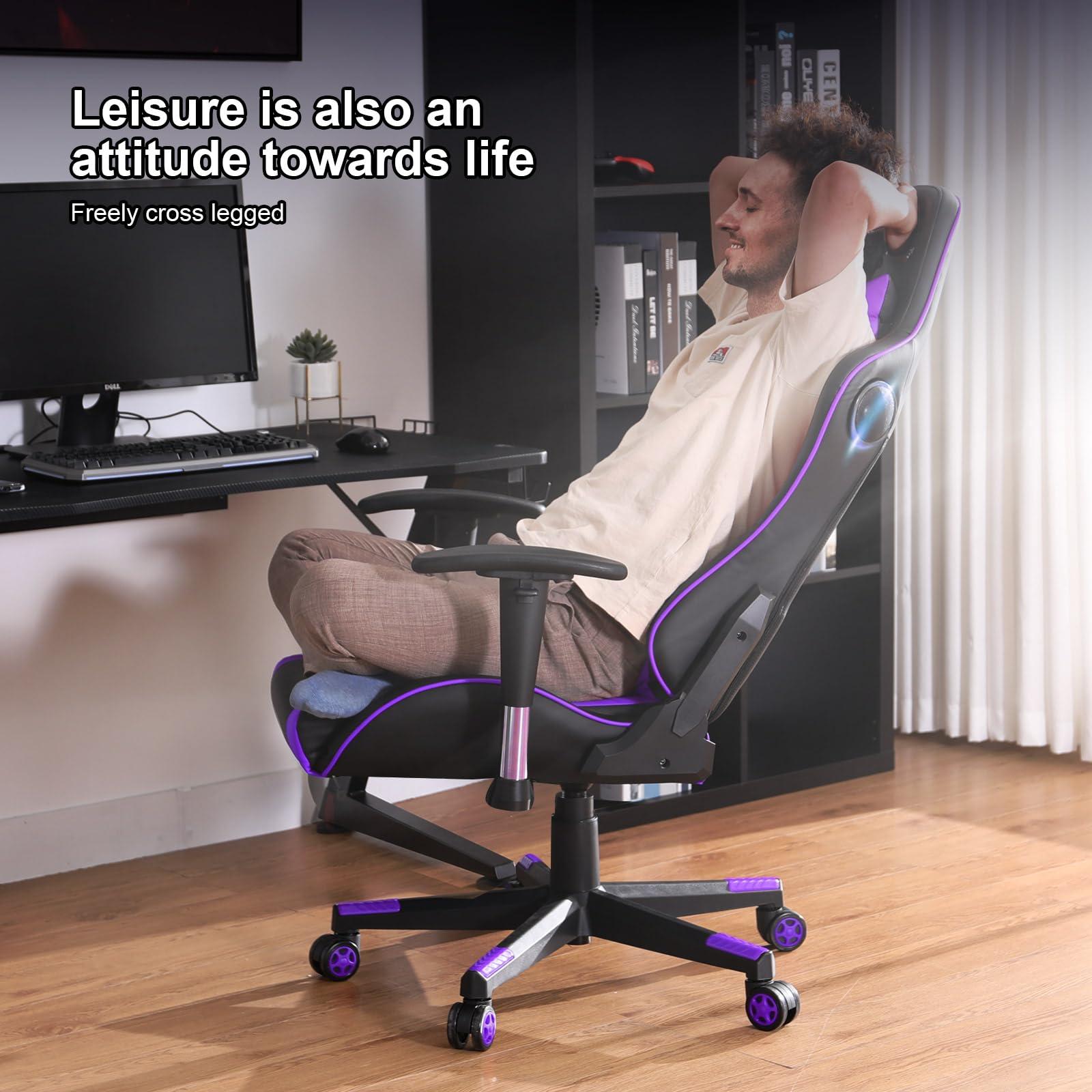 GTRACING GTRACING Gaming Chair with Bluetooth Speakers Music Video Game Chair Audio Ergonomic Design Heavy Duty Office Computer Desk Chair GT890M Purple