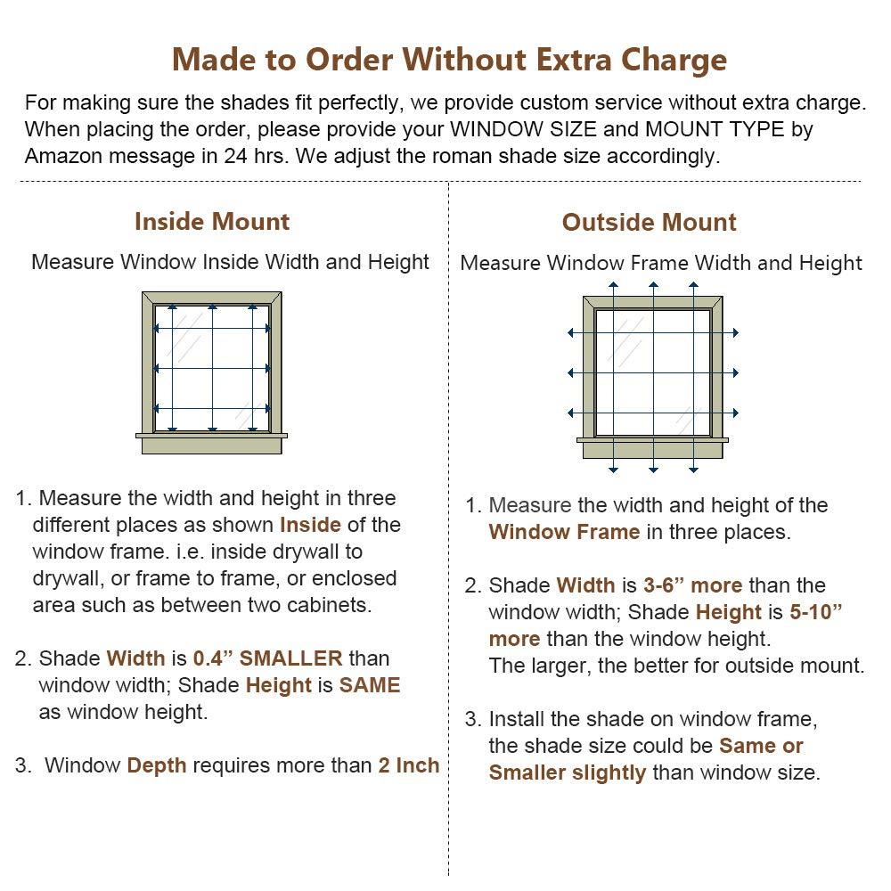 WindowLady Roman Shades Window Blinds, White Premium Blackout Window Roman Shades, Custom Washable Fabric Geometric Roman Shades for Windows, Doors, French Doors, Kitchen Windows