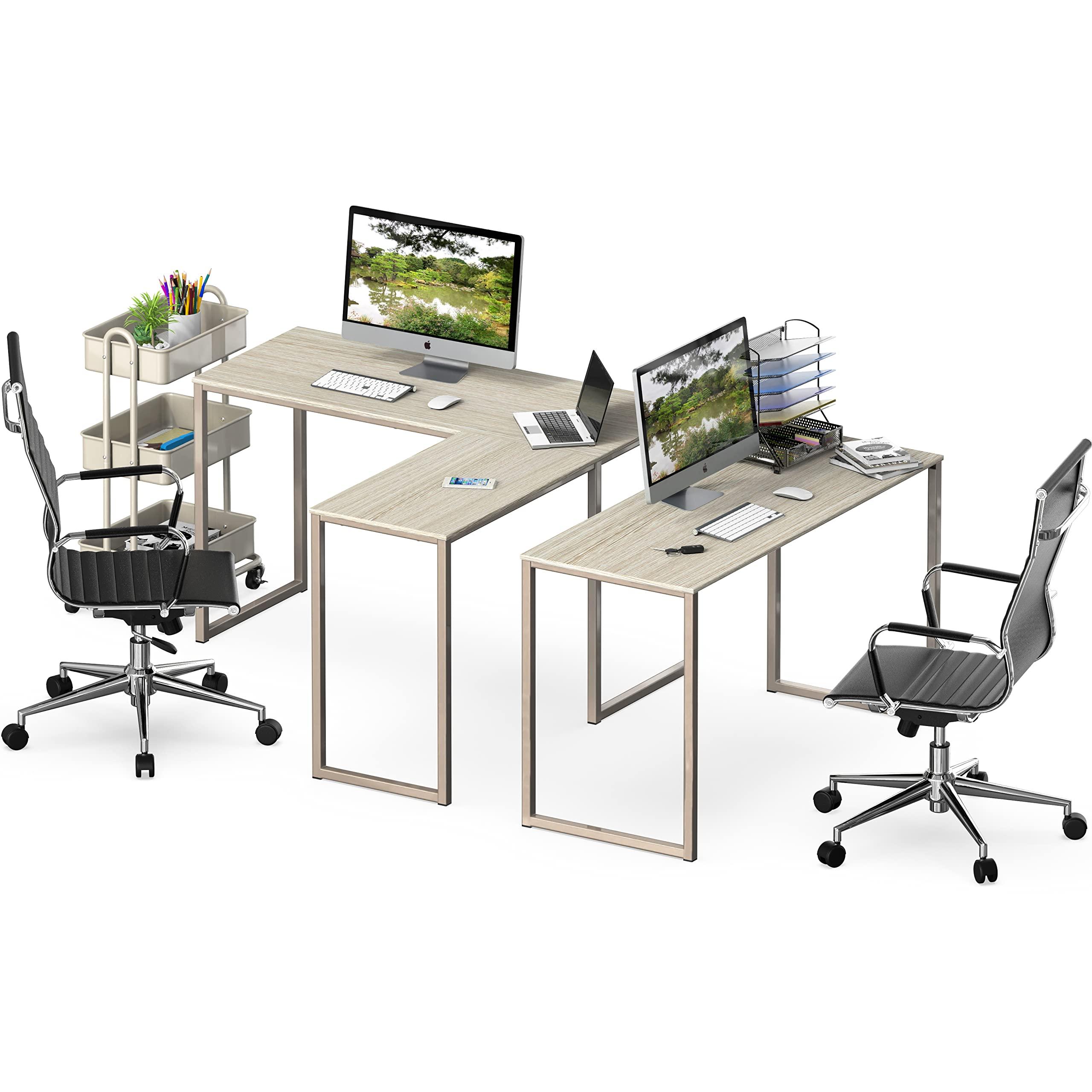 SHW SHW Mission 48 x 48 Inches L-Shape Home Office Computer Desk, Maple