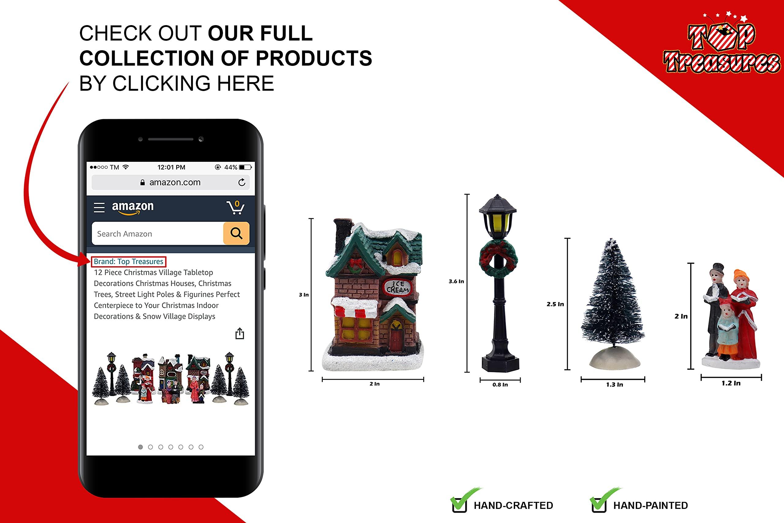 Top Treasures 30 Piece Christmas Village Decoration Set & 12 Piece Snow Village Set - Complete Decoration Includes Figurines and Houses - Perfect Addition to Your Christmas Indoor Decorations - Bundle