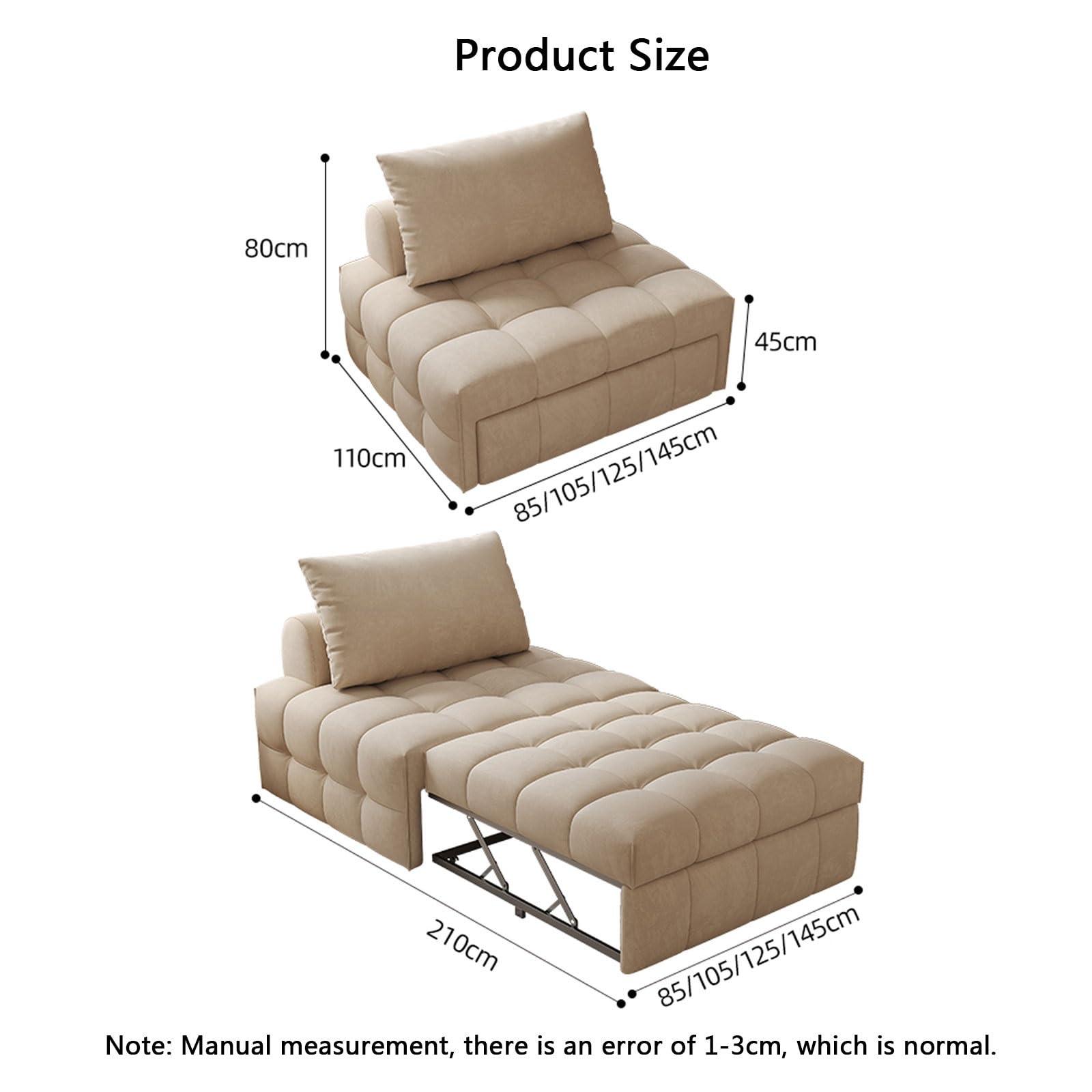 Sohodoo Sofa Bed for Living Room Convertible Sleeper Sofa with Pillow Dual Purpose Telescopic Folding Sofa Bed Recliner Couch Soft (Color : Blue, Size : 85cm)