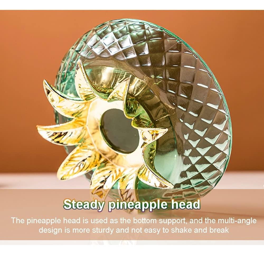 SADDPA DSMYYXGS 4 Pcs Pineapple Bath Accessories Set Glass Glass Crystal Pattern Extruded Metal Nozzle Steady Pineapple Head Bathroom Set Luxury Lotion Dispenser, Storage Tray, Cups, Soap Dish