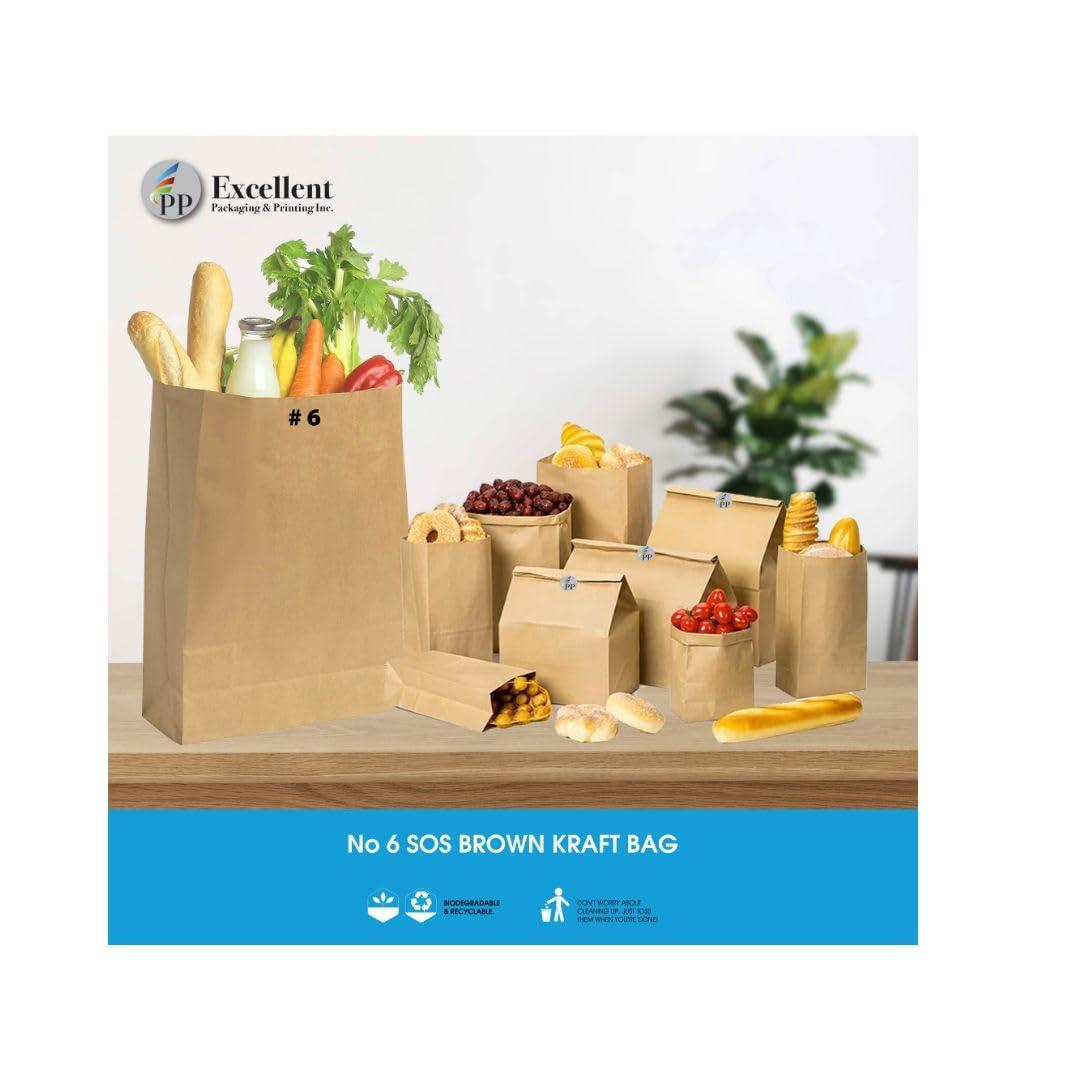 Excellent Packaging & Printing Inc Excellent 200 Pack Brown Paper Bags, 8Lbs Capacity Medium Kraft Paper Lunch Bags, Paper Grocery Bags Bulk, Storage Bags for Party Favor, Snacks, Crafts, Lunch (5.9\"x3.5\"x11\")
