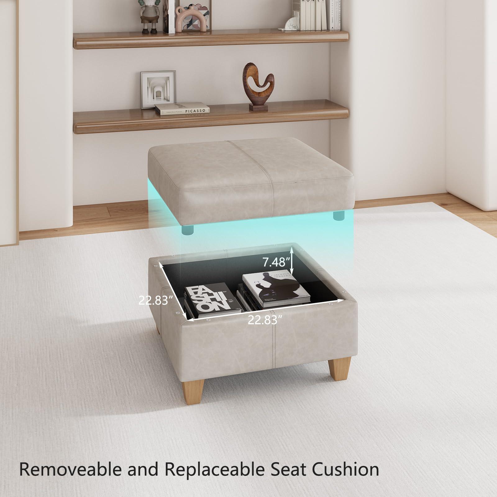 EASE MOOSE EASE MOOSE Modular Sectional Couch with Storage Seats, 4 Seat Faux Leather Convertible Modular Sofa Sectional Sofa Couch with Reversible Chaises for Small Spaces, Whitesand