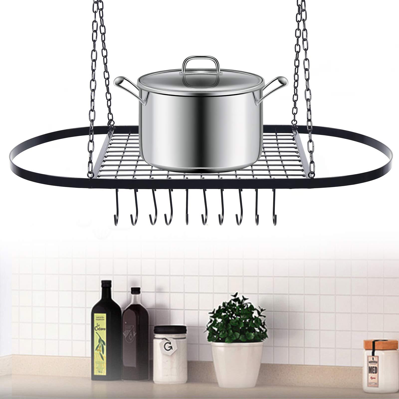 YIYIBYUS YIYIBYUS Square Grid Wall Mount Pot Rack,Ceiling Mount Grid Pot Pan Rack,Kitchen Cookware Hanging Organizer for Kitchen Storage and Organization, Iron Material(Black)