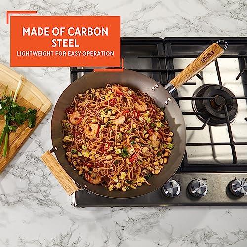 Imusa IMUSA 14in Carbon Steel Wok with Wood Handles