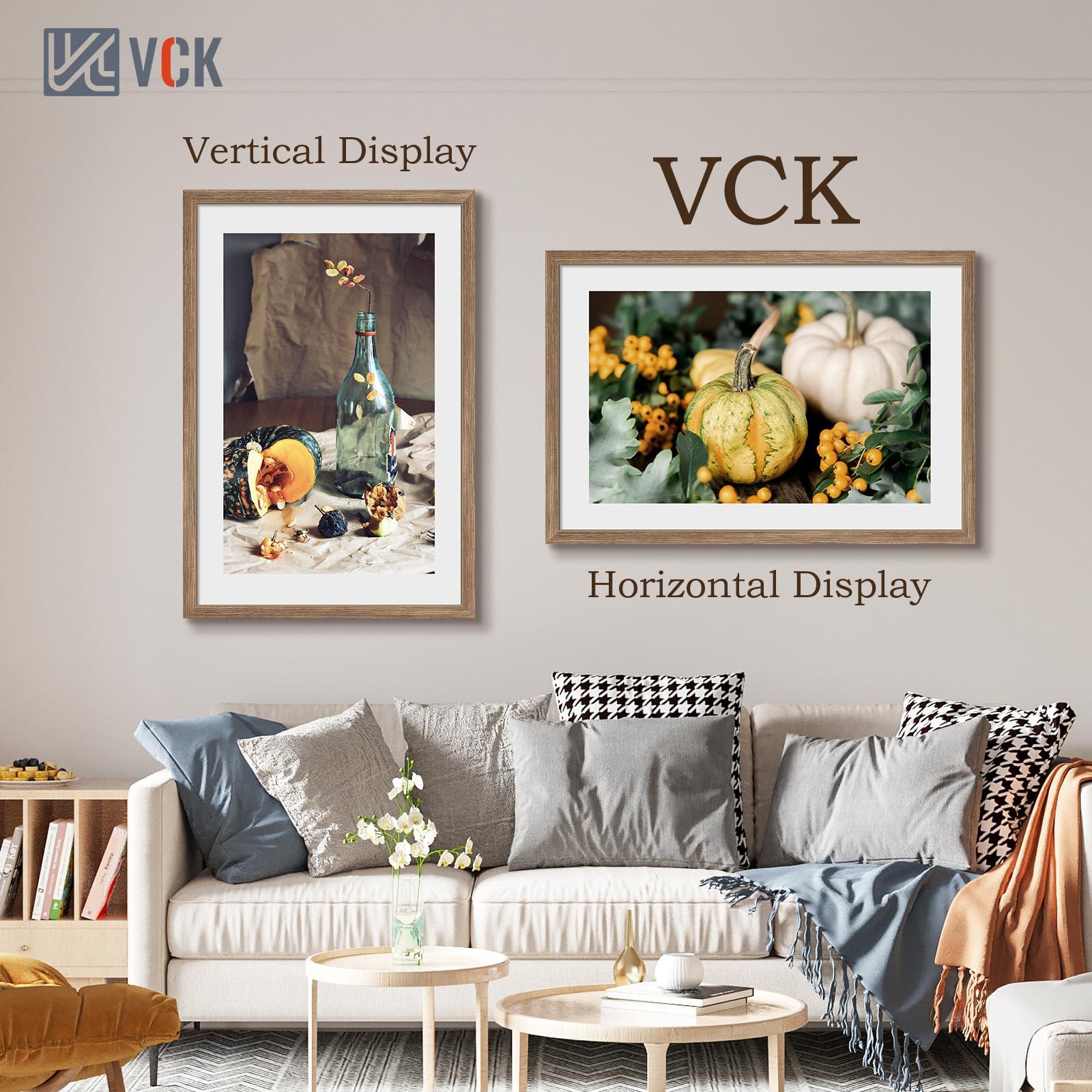 VCK VCK 24x36 Poster Frame 3 Pack - Brown Walnut, Natural Textured Solid Wood Picture Frame, Wall Mounting Hanging