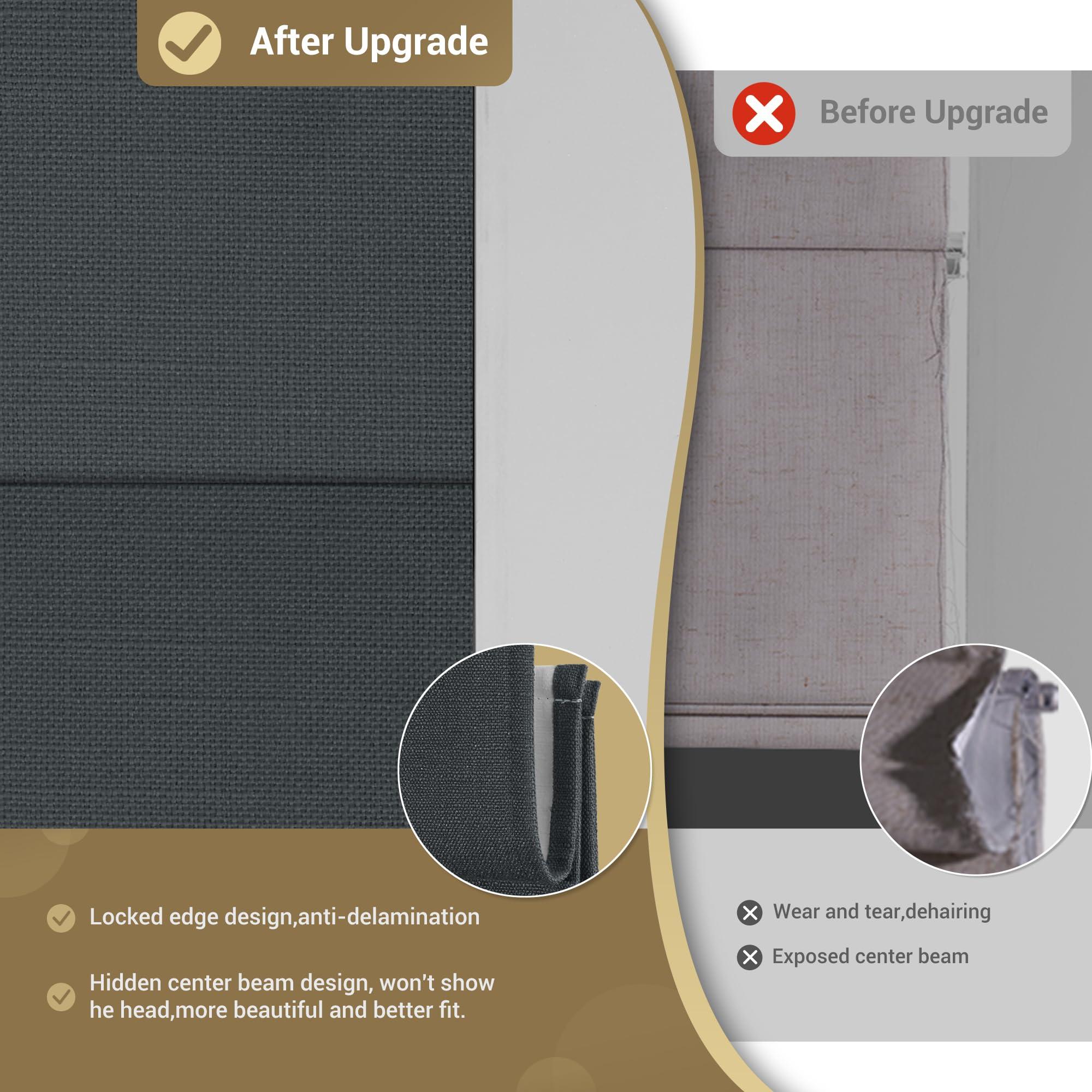 HOTSOON HOTSOON Top Down Bottom Up Roman Shades for Window,Cordless,Blackout Roman Window Shades,Room Darkening Fabric Thermal Insulation Custom Roman Blinds for Living Room Loft,Dark Gray,68W x 56H