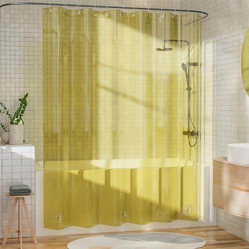 AmazerBath AmazerBath Shower Curtain Liner, 100% EVA Clear Yellow Heavy Duty Shower Curtain and Liner 2-in-1, 72x72 Luxury Plastic Weighted Bathroom Shower Liner, 12 Rustproof Grommets & 3 Heavyweight Stones