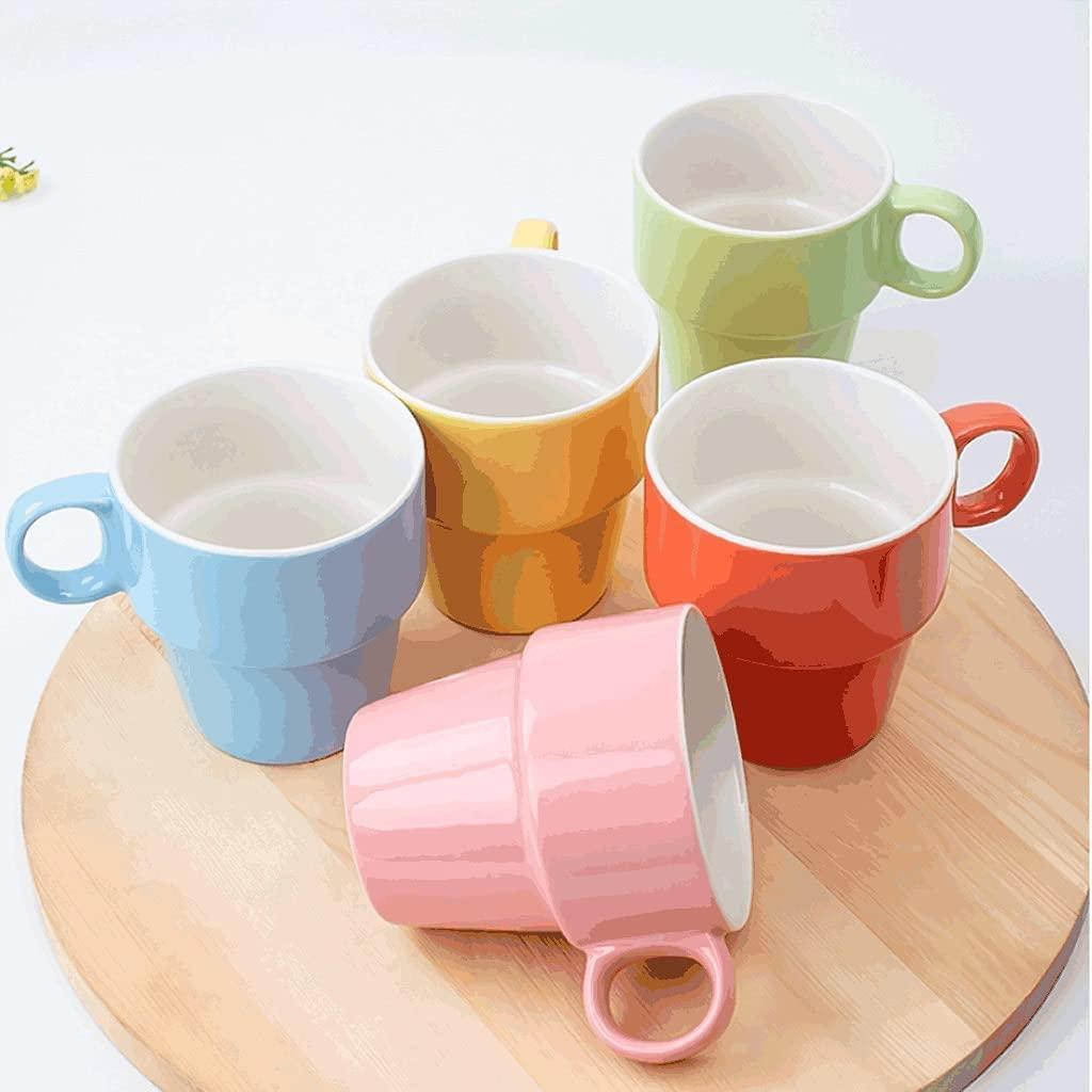 KYUSAR KYUSAR Tea Cup Set 6-Piece Colorful Ceramic Mug Set,Bone China Coffee Cup Set,Multifunctional Microwaveable Drink Cup For Home Commercial Tea Cups and Saucers Set (Color : B, Size : 270ML)