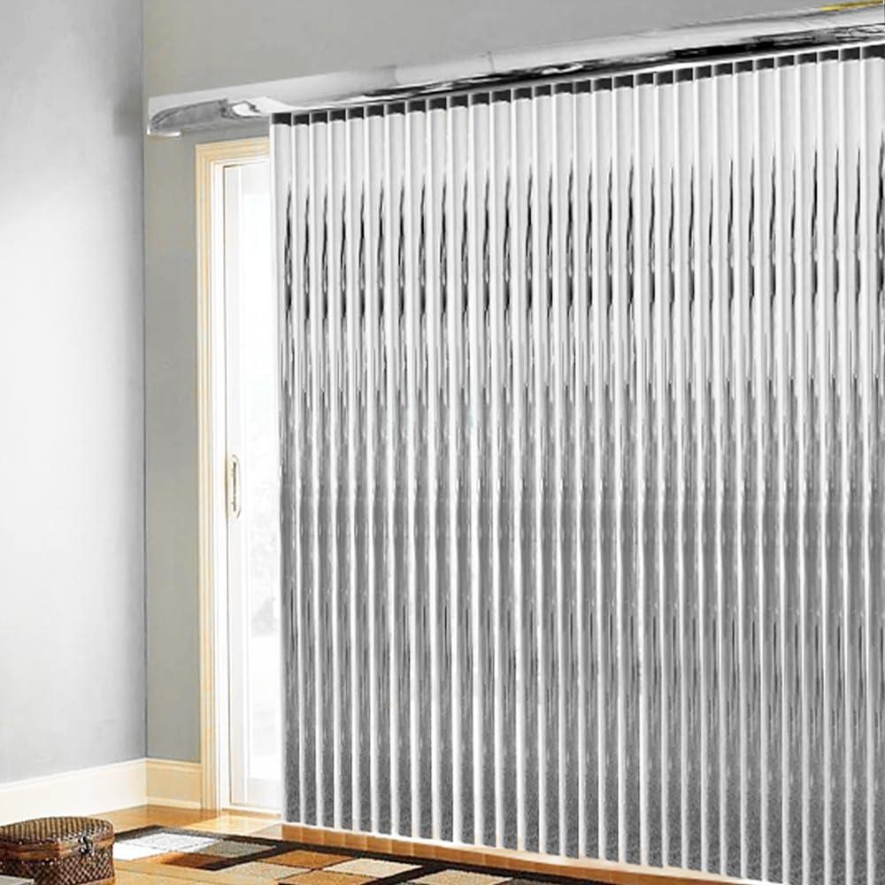 BlindDen BlindDen - Vinyl Vertical Window Blinds for Home - Vertical Blinds for Sliding Glass Doors - Silver - (48" W x 46" H)