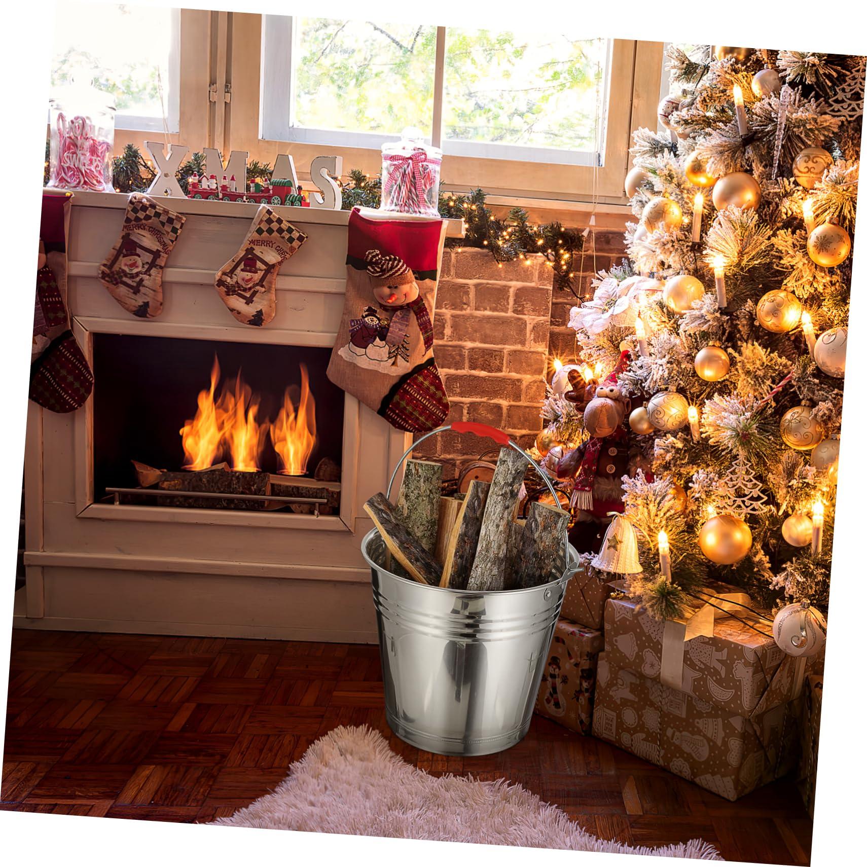 Cabilock Cabilock Ash Bucket with Lid Stainless Steel Fire Pit Ash Pail Large Capacity Outdoor Coal Bucket for BBQ