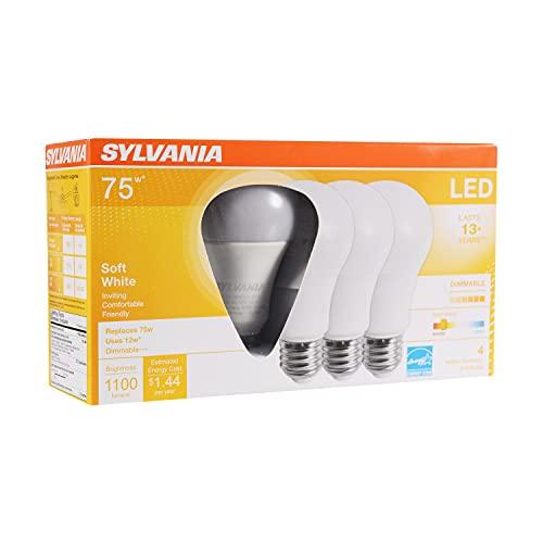 LEDVANCE SYLVANIA A19 ULTRA LED Light Bulb, 12W, 75W Equivalent, 13 Year, Dimmable, 1100 Lumens, 2700K, Soft White - 4 Pack (74425)