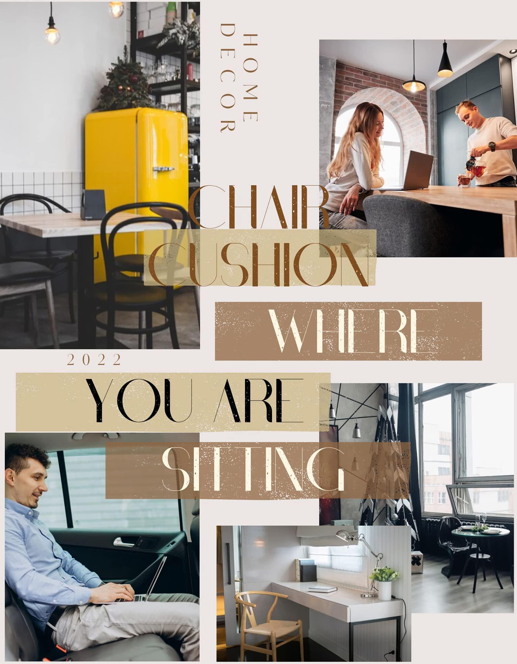 BUENA DECOR Chair Cushions for Dining Chairs 4 Pack - Seat Cushions for Kitchen Chairs, Chair Pads for Dining Chairs, Kitchen Chair Cushions Corduroy and Elastic Pearl Cotton 16x16 (Black, 6)