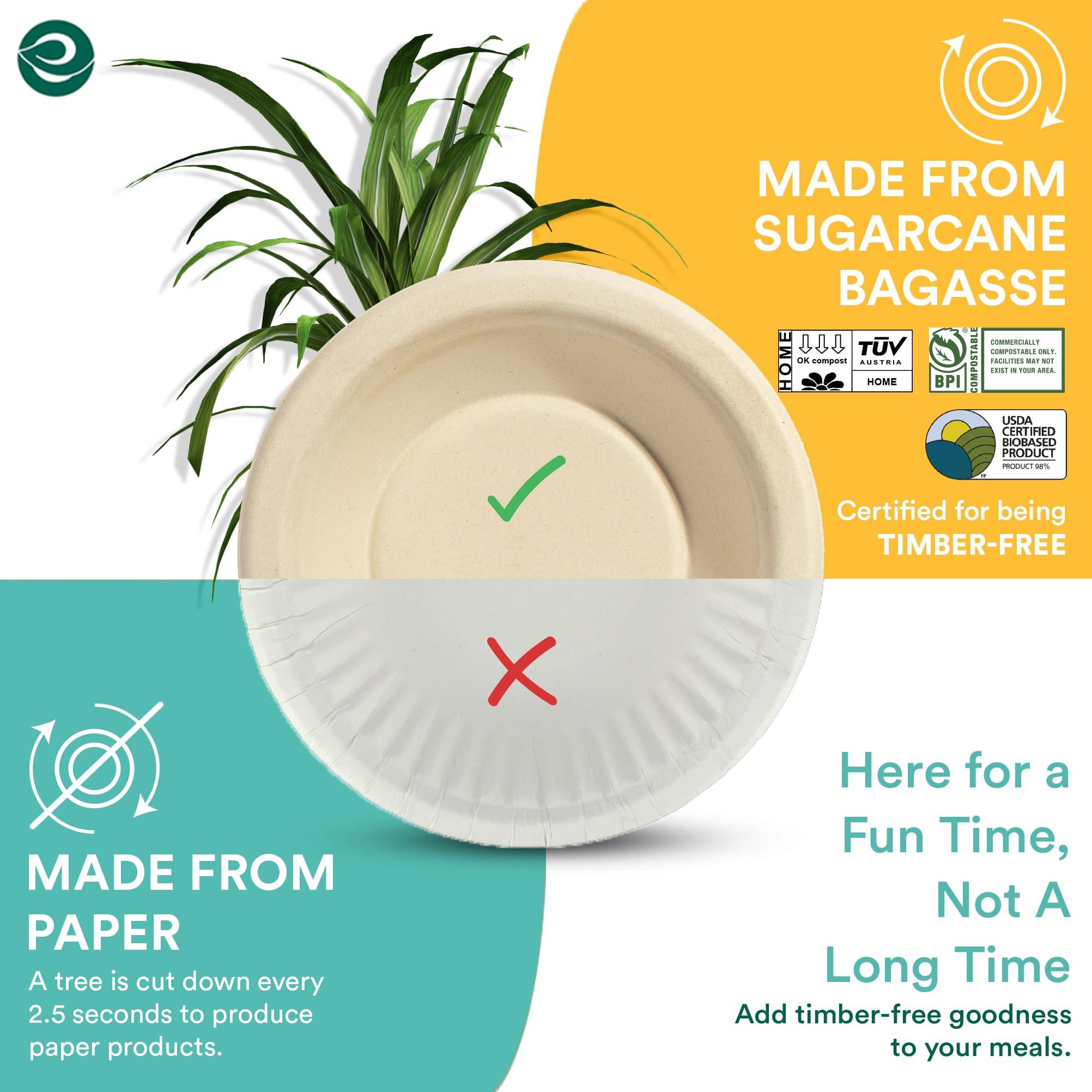 ECO SOUL ECO SOUL 100% Compostable 16 Oz Soup Bowls [100-Pack] Disposable dessert bowls I Heavy duty paper bowl I Eco-friendly salad bowl I Biodegradable large Bowls