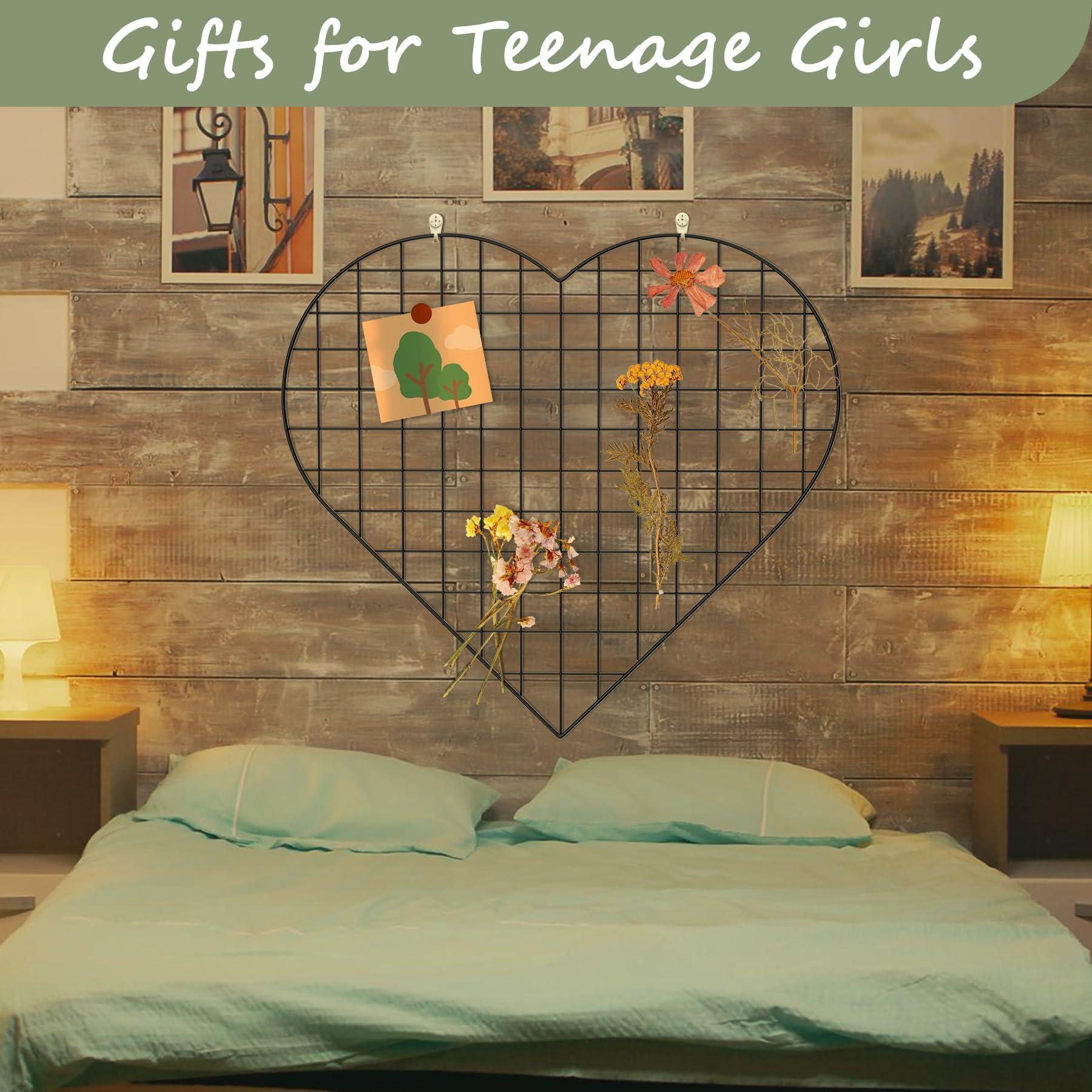 ECLENYES ECLENYES Grid Photo Wall Panels - 22.4\"x20.4\" Heart Shape Iron Rack Art Wire Board, Wall Grid Organizer, DIY Photo Frame for Home, Office, Kitchen, Bedroom, Black