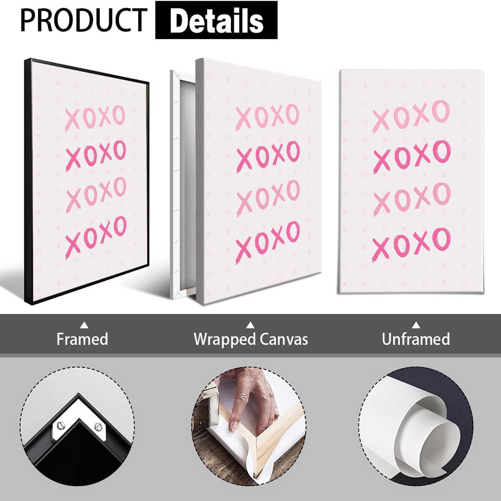 HomeLoft Basics Pink Xo Wall Art Preppy Grily Poster Minimalist Cute Girl Room Wall Decor Watercolor Aesthetic Xo Prints Painting For Home Bathroom Bedroom Living Room Apartment 12x16in Unframed