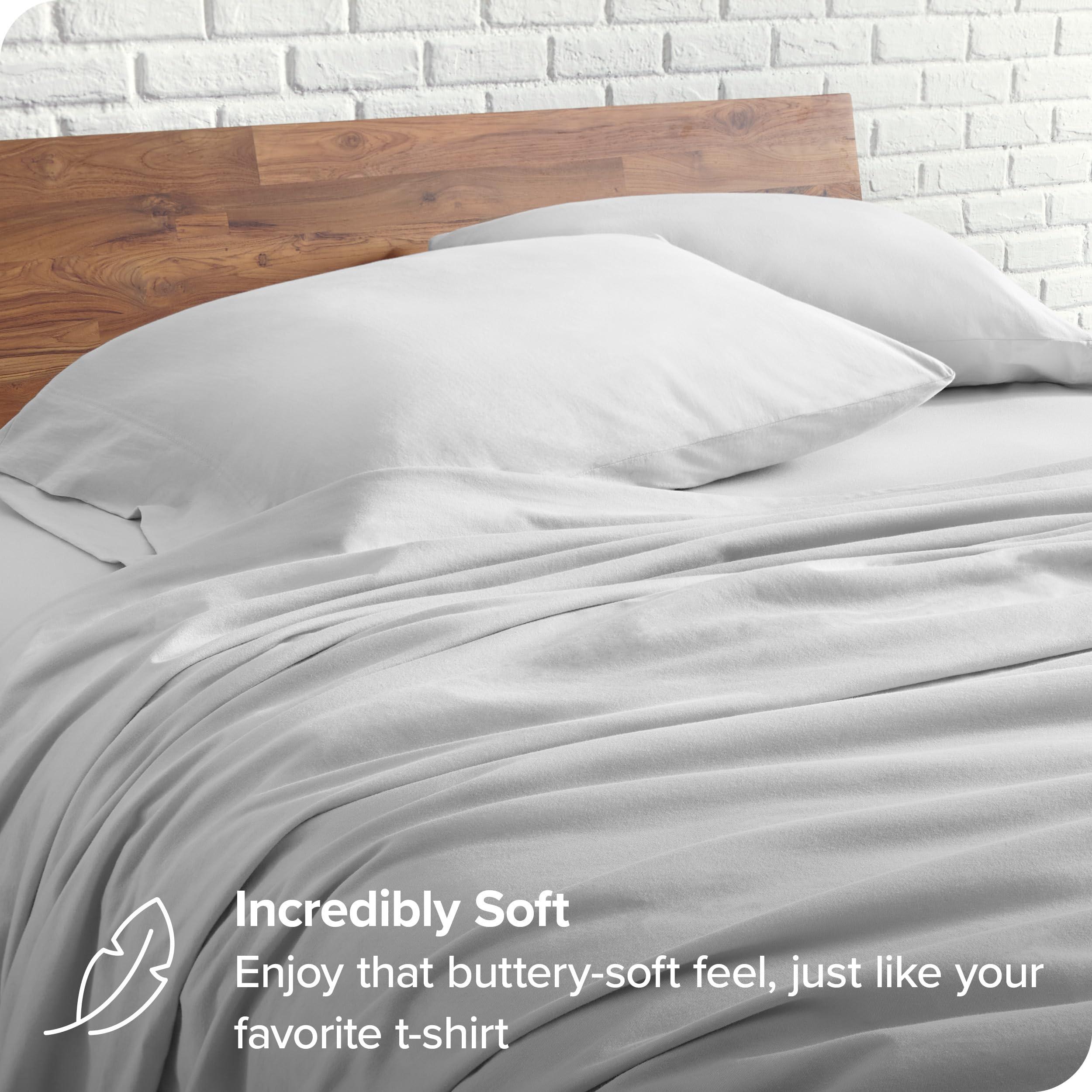 Bare Home Bare Home 100% Organic Cotton Jersey Sheet Set, Ultra Soft, 100% Cotton - Sheet Set & Pillowcases - Deep Pocket Bed Sheets (Split King, Black)