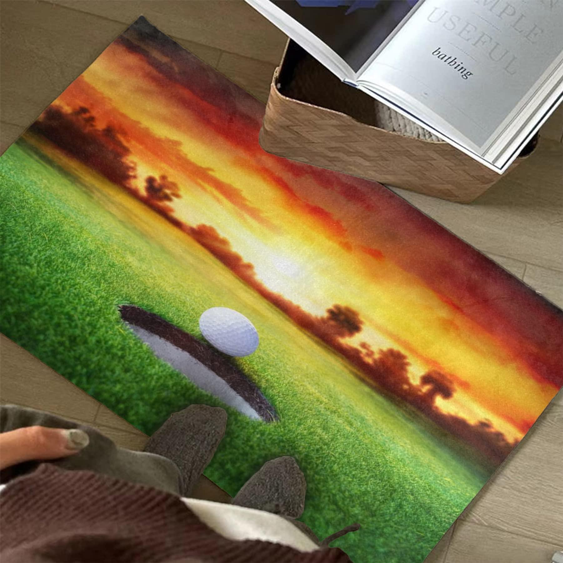Oueoty Oueoty Sunset Sport Golf Ball Area Rug Rugs for Living Room Bedroom 4x5ft/48x60in/120x150cm