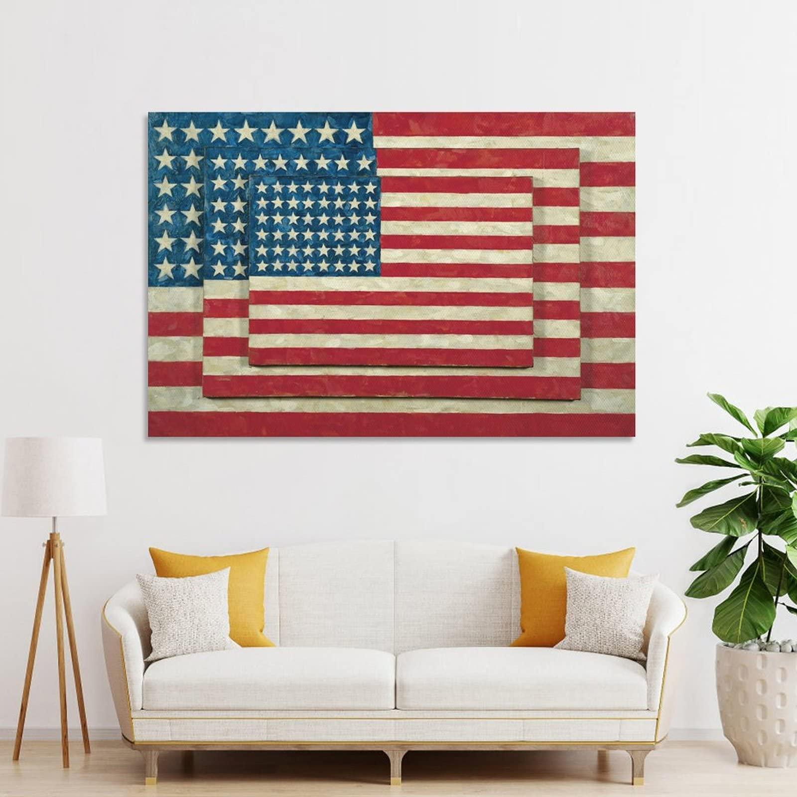 CGUSX Jasper Johns - Three Flags Poster Decorative Painting Canvas Wall Art Living Room Posters Bedroom Painting 16x24inch(40x60cm)