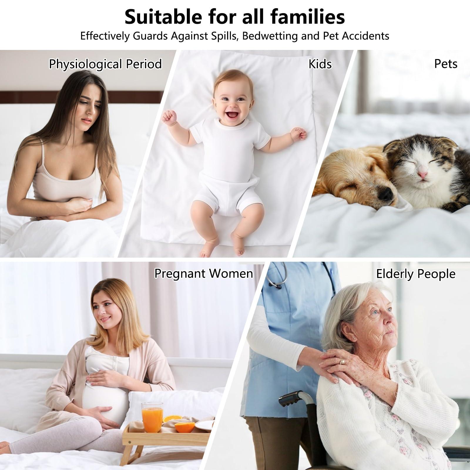 inooro Full Mattress Protector Waterproof, Breathable Noiseless Bed Cover with Deep Pocket 6\"-18\", Machine Washable Mattress Cover Full for Bedroom, College Dorm, Hotel (Black, 54\'\' X 76\'\')