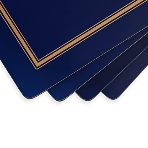 Pimpernel Pimpernel Classic Midnight Blue Collection Placemats | Set of 4 | Heat Resistant Mats | Cork-Backed Board | Hard Placemat Set for Dining Table | Measures 15.7” x 11.7”