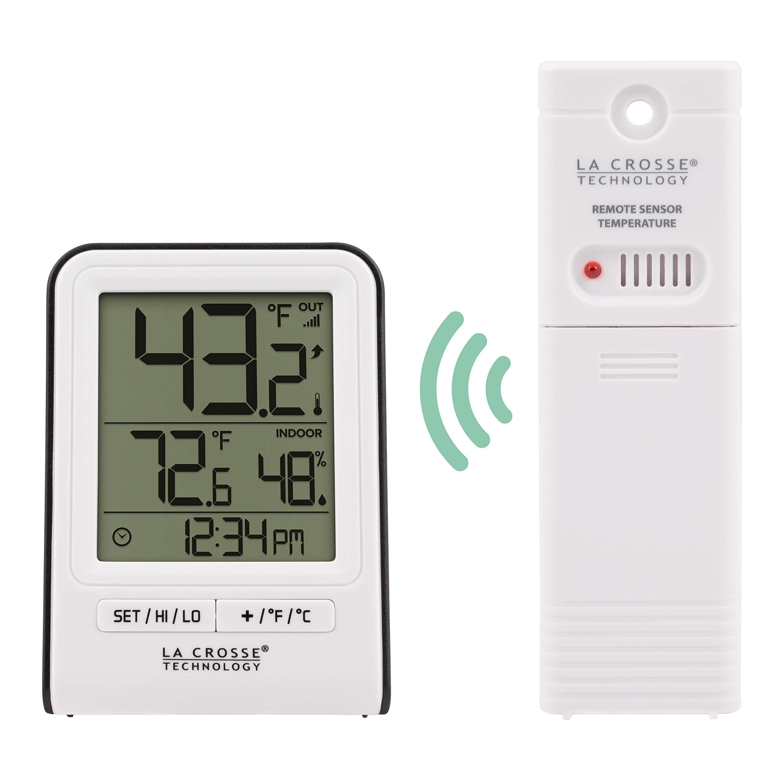 La Crosse Technology La Crosse Technology Wireless Indoor/Outdoor Temperature Monitor with Hi/Low Records, Humidity, 12/24 Hour Time - 330 Foot Transmission Range