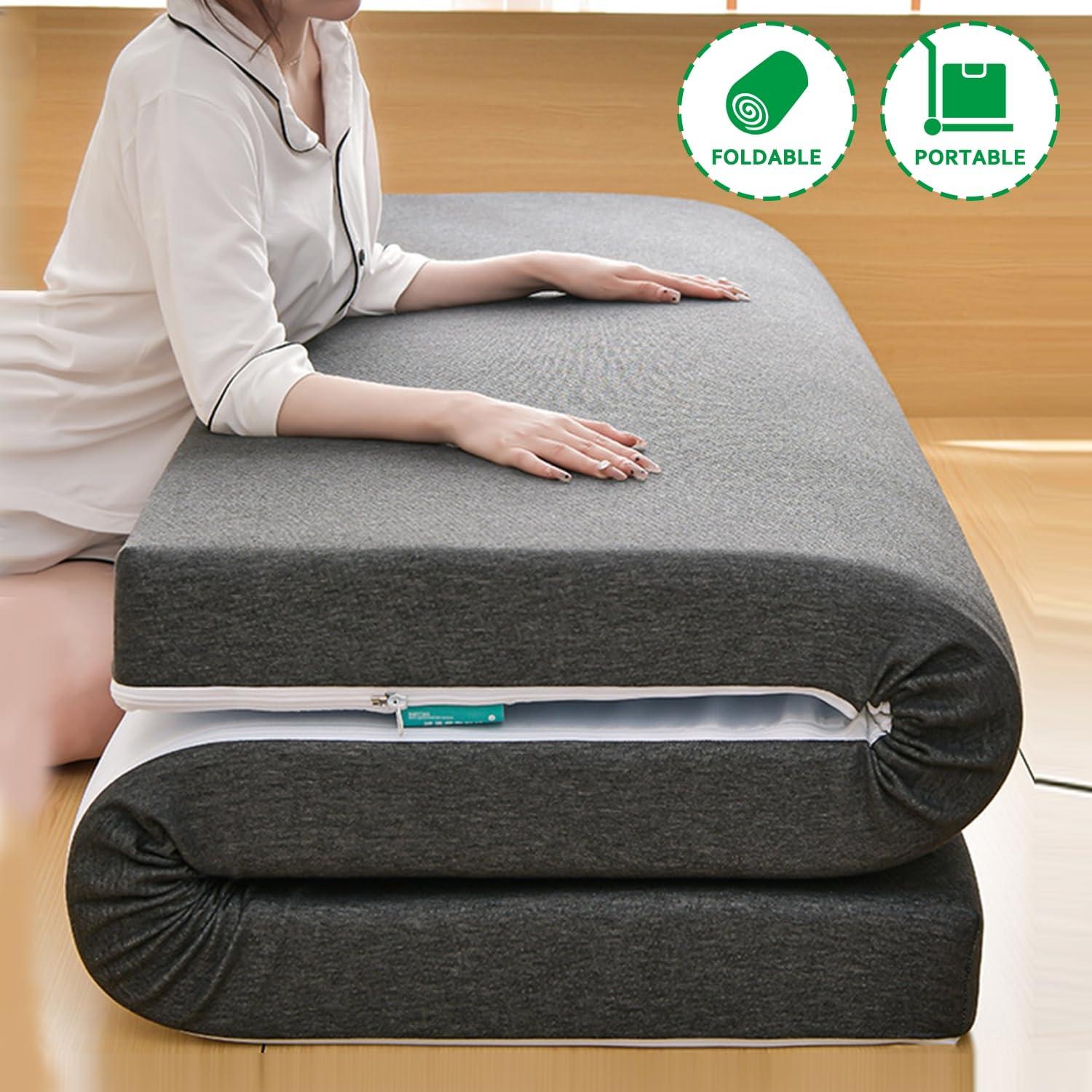 Generic Gel Memory Foam Mattress Topper,Cooling Mattress Pad Topper,Gel Infused Bed Topper with Removable Washable Cover,Memory Foam Mattress Cover,Breathable Futon Topper Pad,Black 3cm,120x190cm