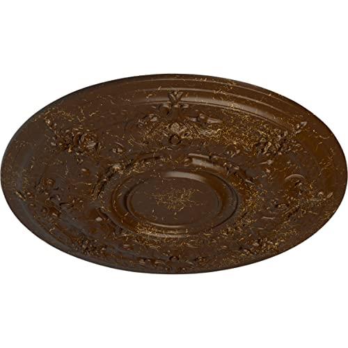 Ekena Millwork Ekena Millwork CM29DARBC Darnay Ceiling Medallion, 29 1/4\"OD x 2\"P (Fits Canopies up to 7 1/4\"), Hand-Painted Root Beer Crackle