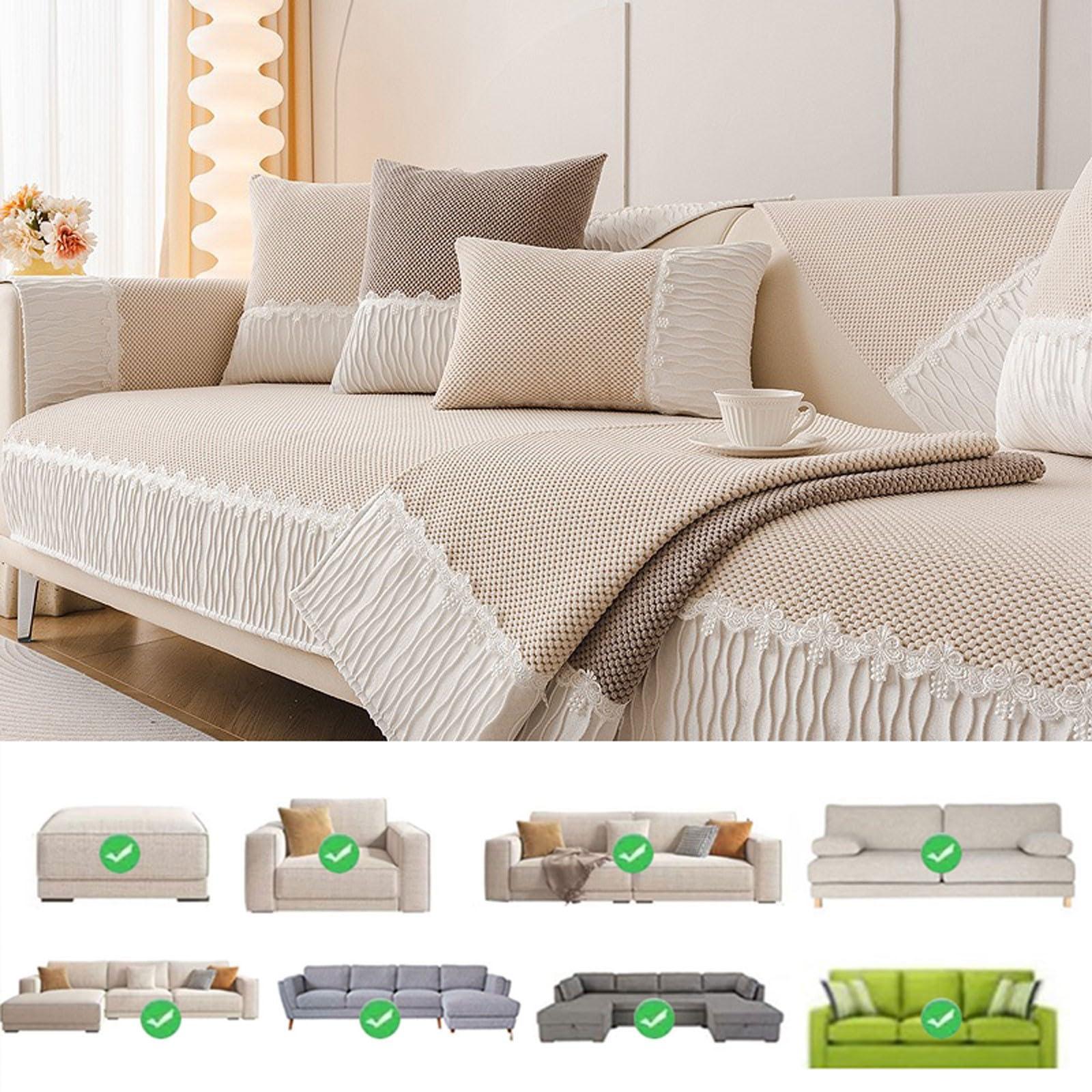 ITGRL Funny Fuzzy Pet Couch Covers for Sofa,Furniture Protector Sofa Cover for Dog Washable L Shape Sectional,Sofa Slipcovers for 3 Seat Cushion Couch,Sofa Covers for 3 Cushion Couch for Living Room,Beige(B