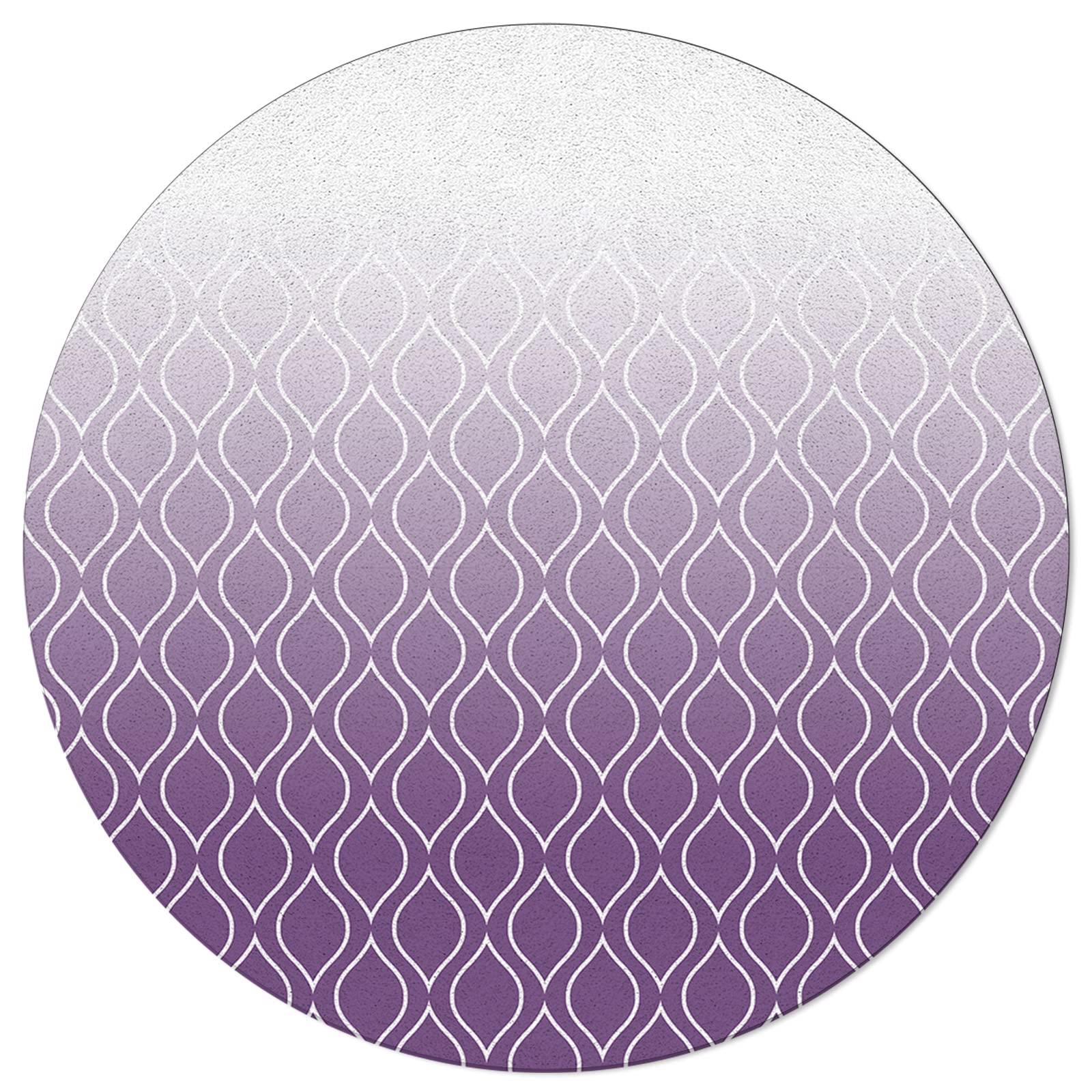 Homechoid Geometric Ombre Round Area Rugs Collection 6ft, Contemporary Plaid Purple Non Slip Indoor Circular Throw Runner Rug Floor Mat Carpet for Living Room Dining Table Bedroom Nursery Decor