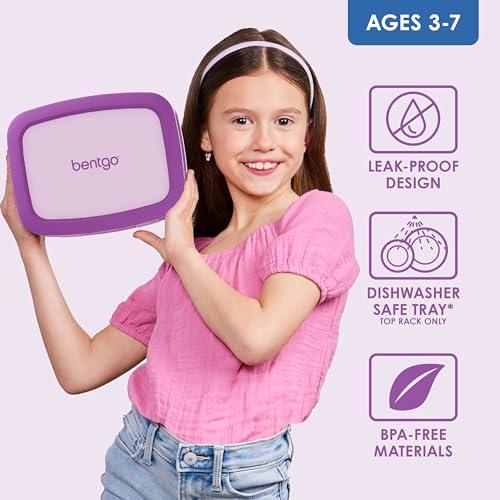 Bentgo Bentgo Kids Bento-Style 5-Compartment Leak-Proof Lunch Box - Ideal Portion Sizes for Ages 3 to 7 - Durable, Drop-Proof, Dishwasher Safe, BPA-Free, & Made with Food-Safe Materials (Purple)