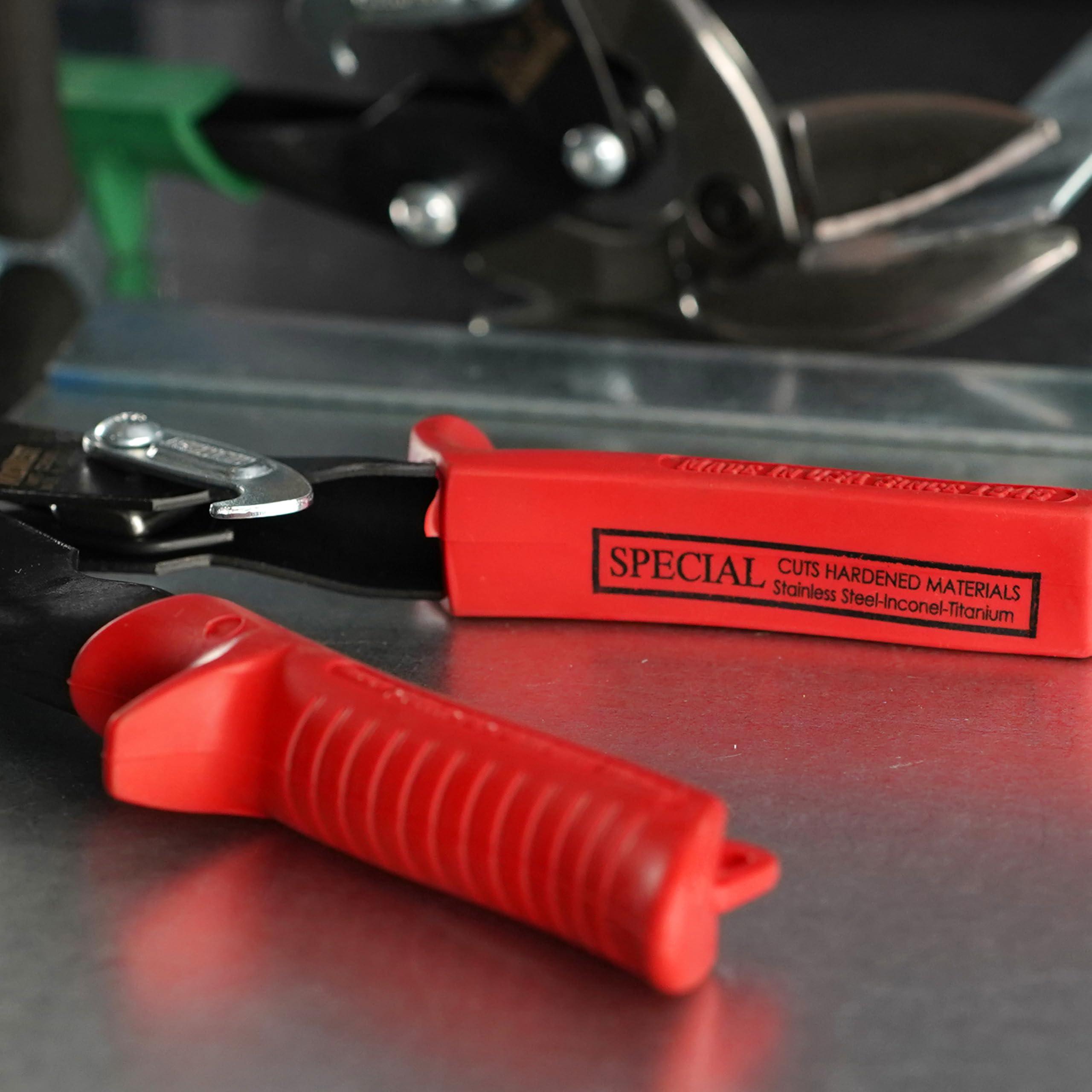 Midwest Snips MIDWEST Special Hardness Aviation Snip - Left Cut Offset Stainless Steel Cutting Shears with Forged Blade & KUSH\'N-POWER Comfort Grips - MWT-SS6510L