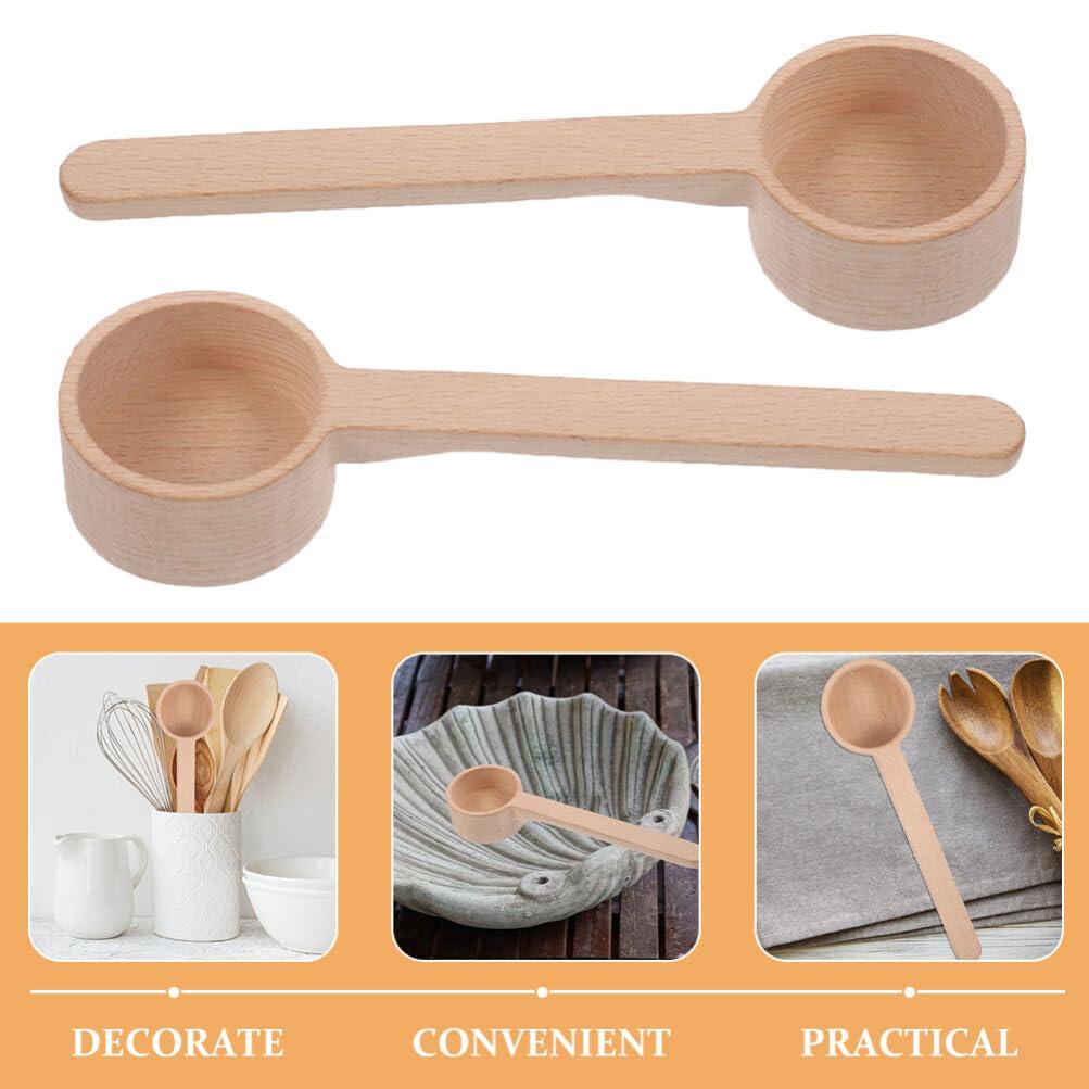 Cabilock Cabilock Long Tea Spoons Long Handle Measuring Spoons Set 2pcs Cooking Spoons Salt Spoon Wood Salt Spoon Milk Powder Spoon Wood Long Handle Spoon Wooden Tea Scoop
