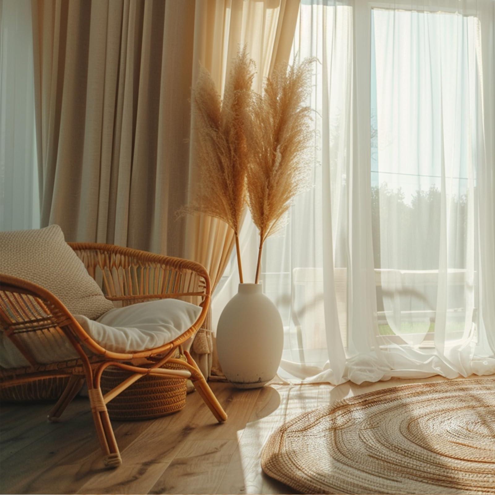 LOYOLADY LOYOLADY Sheer Linen Sheer Curtains for Bedroom, Grey Sheer Curtains 96 inches Long, Grommet Farmhouse Sheer Curtains for Living Room, Set of 2 Panels 52" W x 96" L